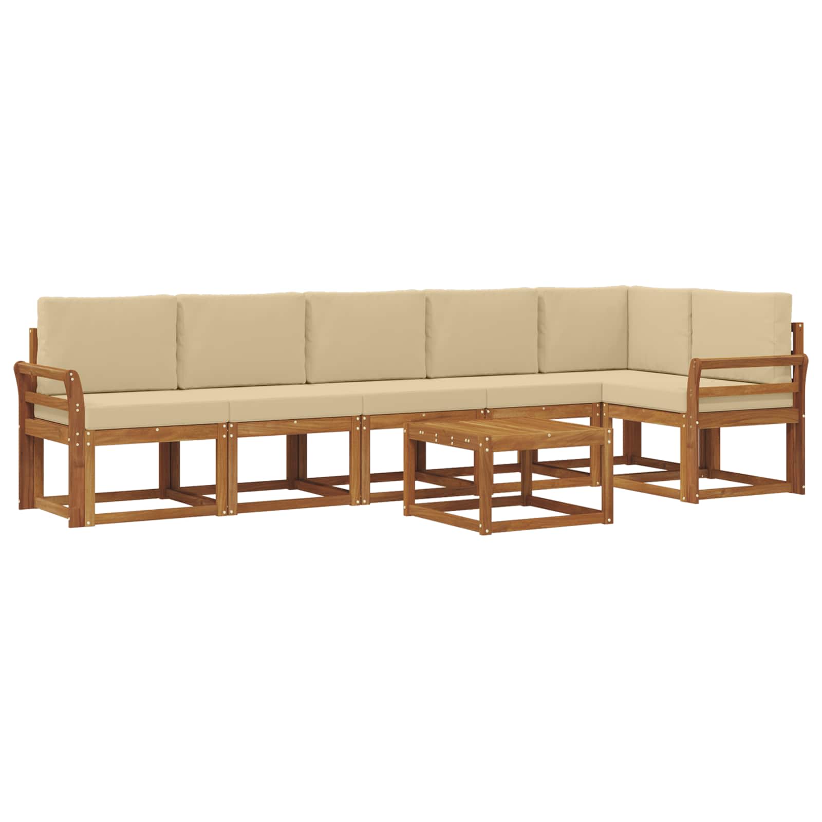 Outdoor-Sofagarnitur mit Kissen 7 pcs Natur und Beige