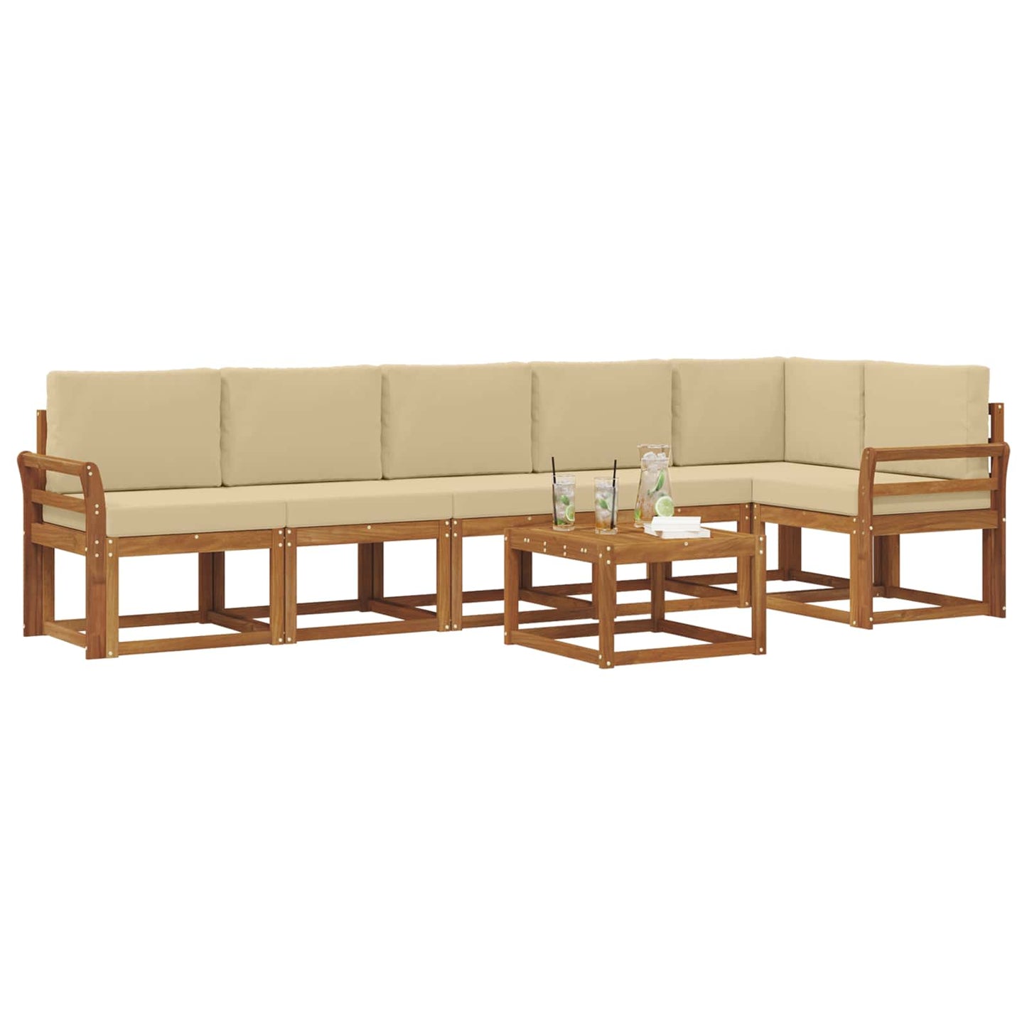 Outdoor-Sofagarnitur mit Kissen 7 pcs Natur und Beige