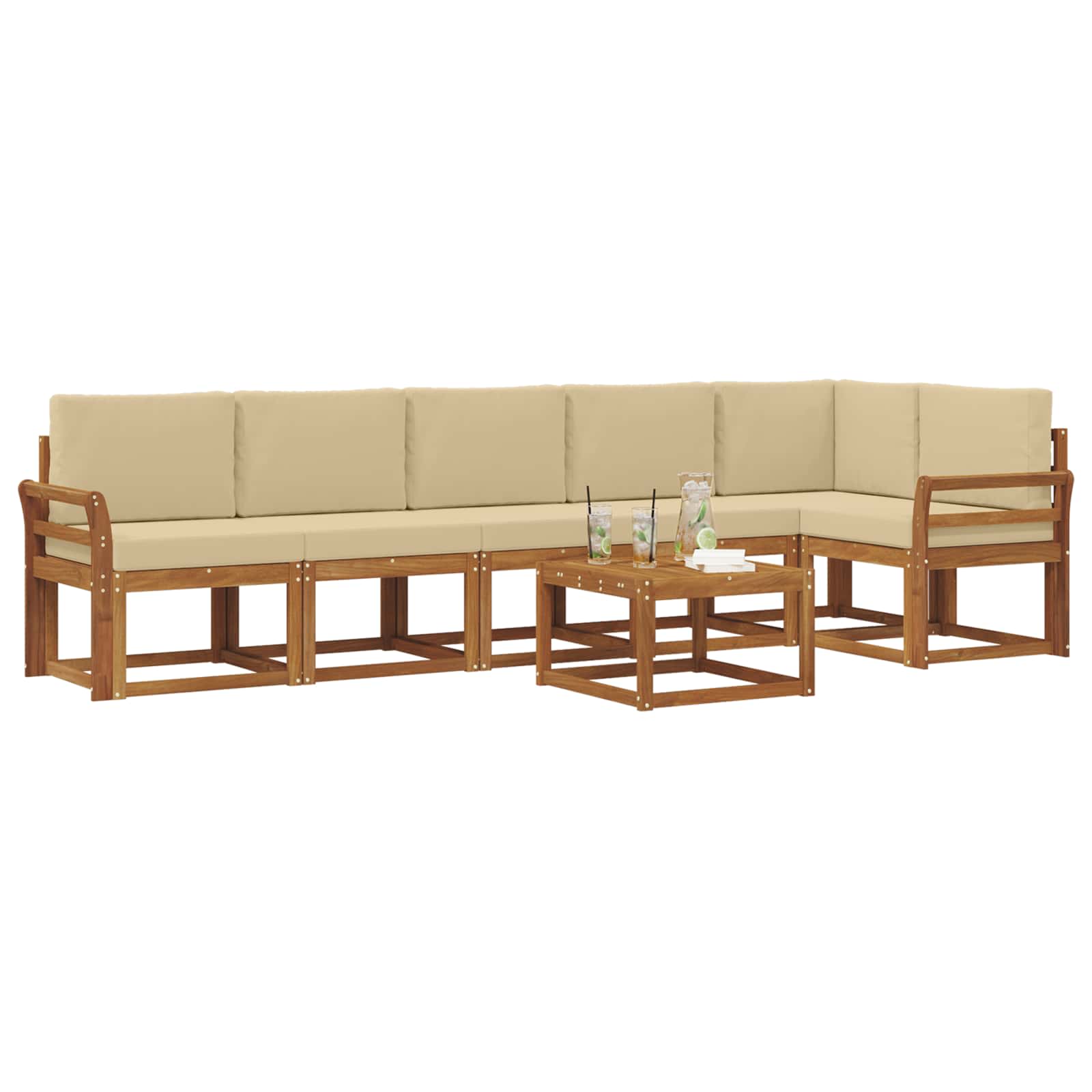 Outdoor-Sofagarnitur mit Kissen 7 pcs Natur und Beige