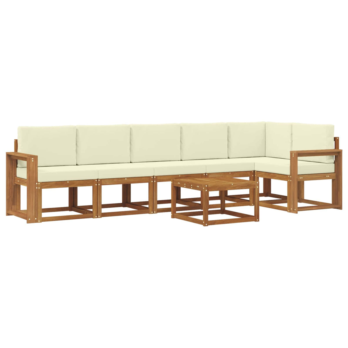 Outdoor-Sofagarnitur 7 stk. Natur und Creme