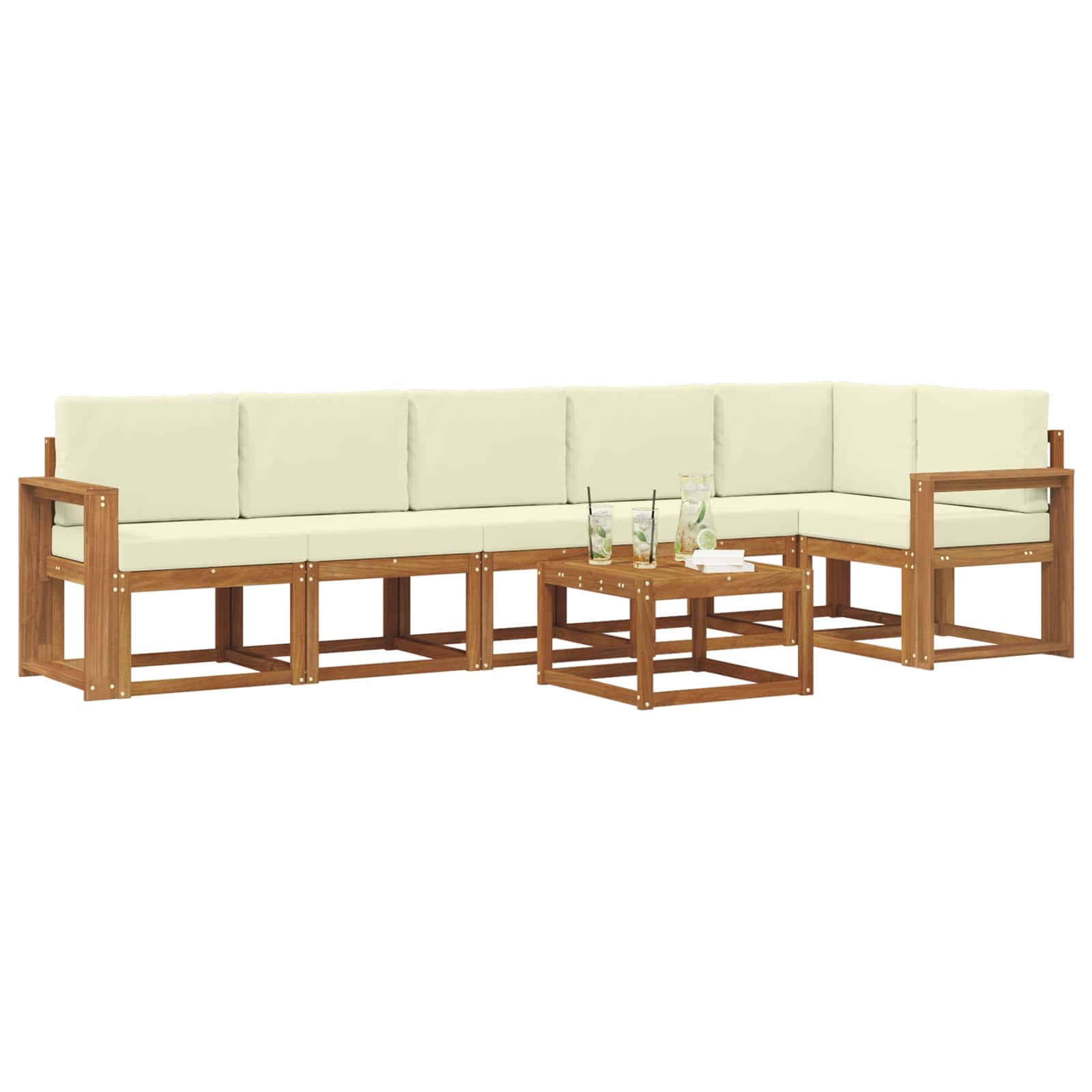 Outdoor-Sofagarnitur 7 stk. Natur und Creme