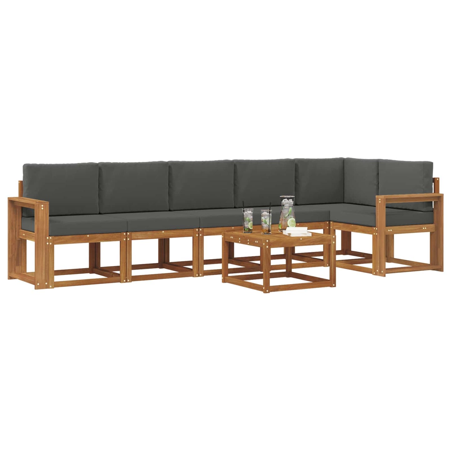 Outdoor-Sofagarnitur 7 stk. Natur und Anthrazit