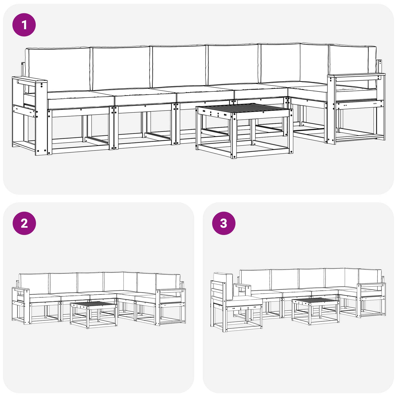 Outdoor-Sofagarnitur 7 stk. Natur und Anthrazit