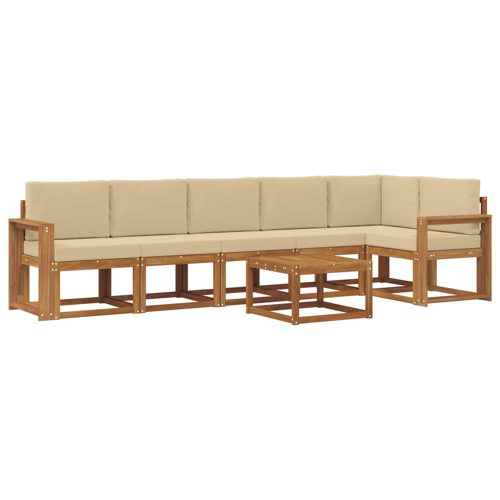 Outdoor-Sofagarnitur mit Kissen 7 pcs Natur und Beige
