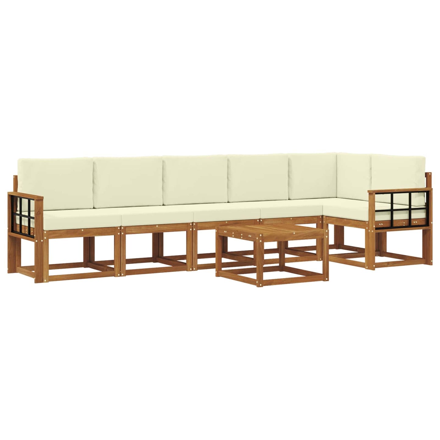 Outdoor-Sofagarnitur 7 stk. Natur und Creme