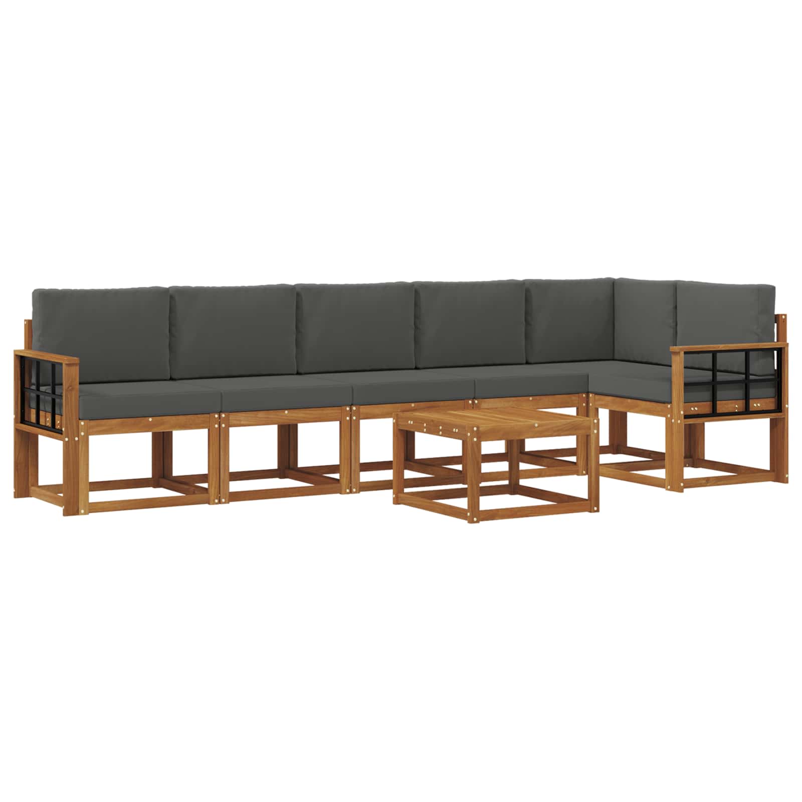 Outdoor-Sofagarnitur 7 stk. Natur und Anthrazit