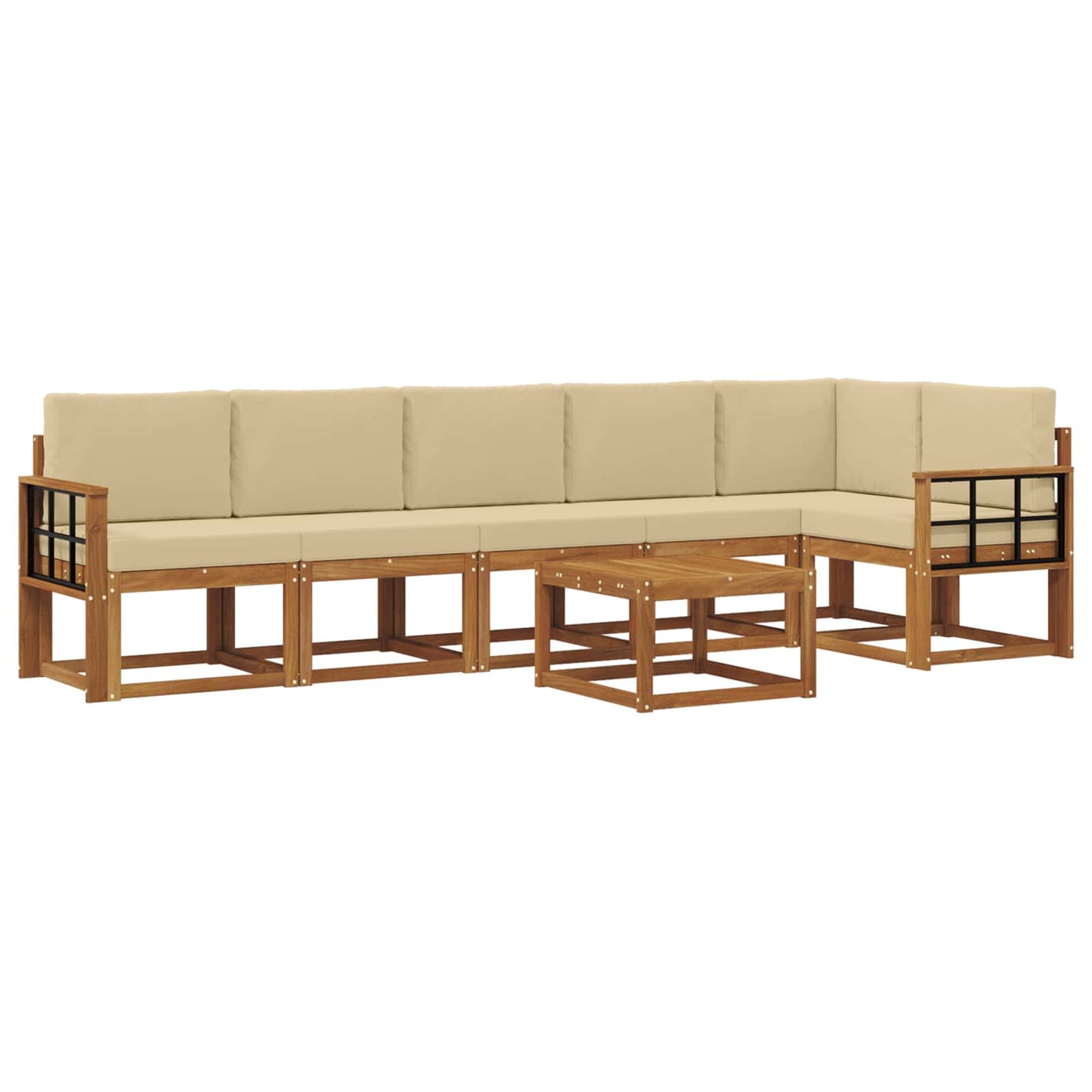 Outdoor-Sofagarnitur mit Kissen 7 pcs Natur und Beige