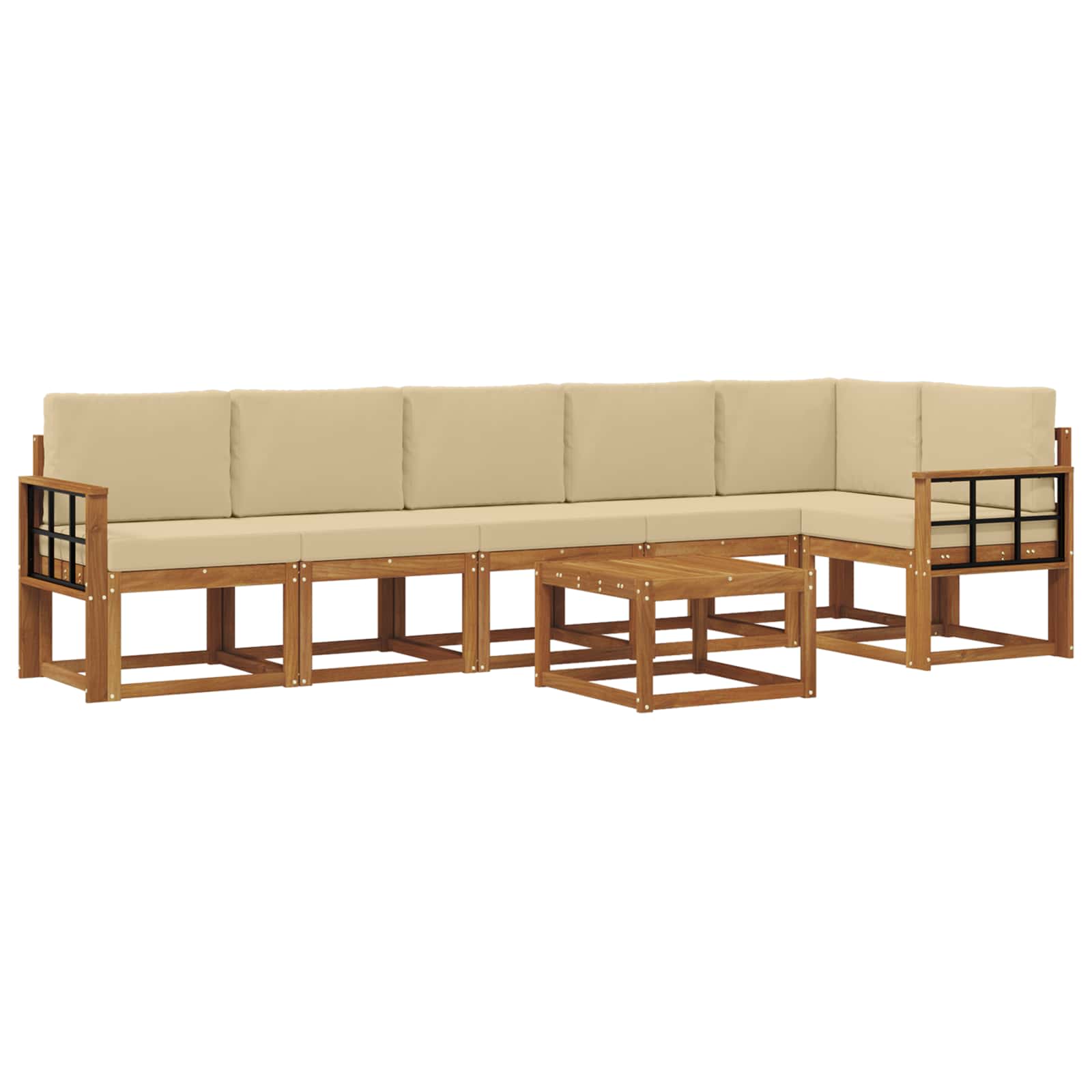 Outdoor-Sofagarnitur mit Kissen 7 pcs Natur und Beige