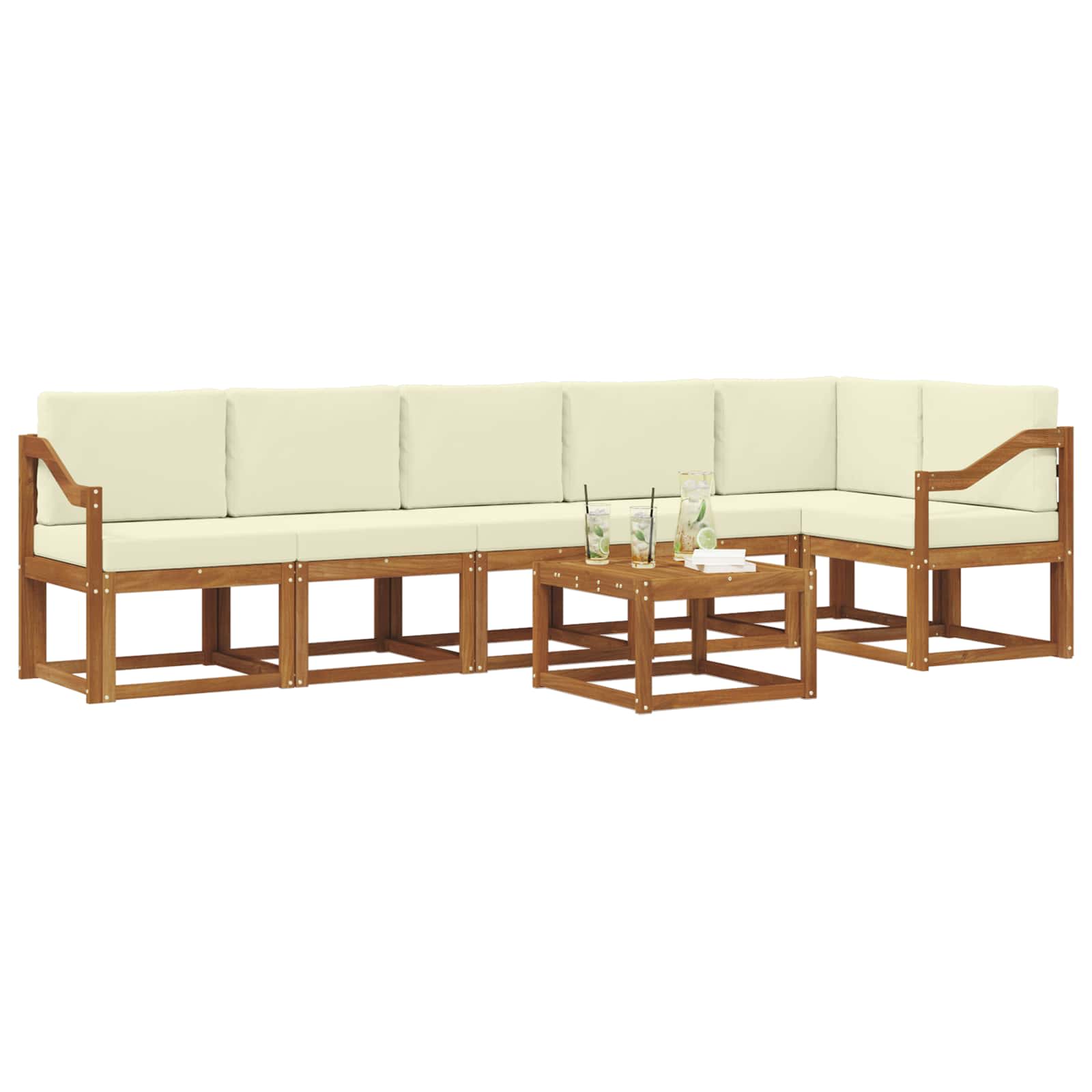 Outdoor-Sofagarnitur 7 stk. Natur und Creme