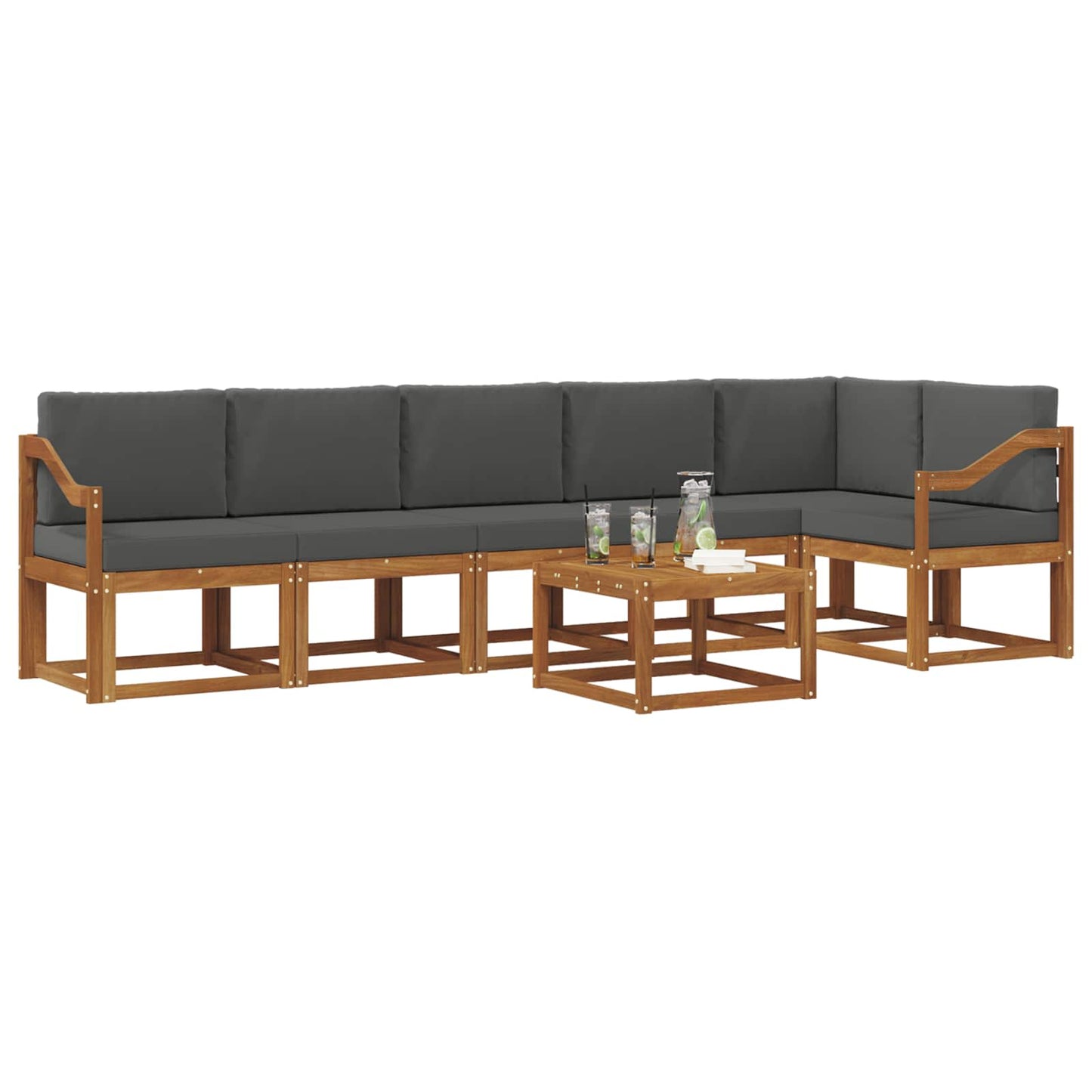 Outdoor-Sofagarnitur 7 stk. Natur und Anthrazit