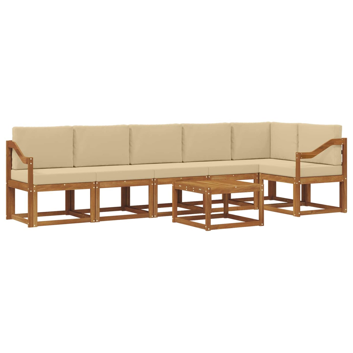 Outdoor-Sofagarnitur mit Kissen 7 pcs Natur und Beige