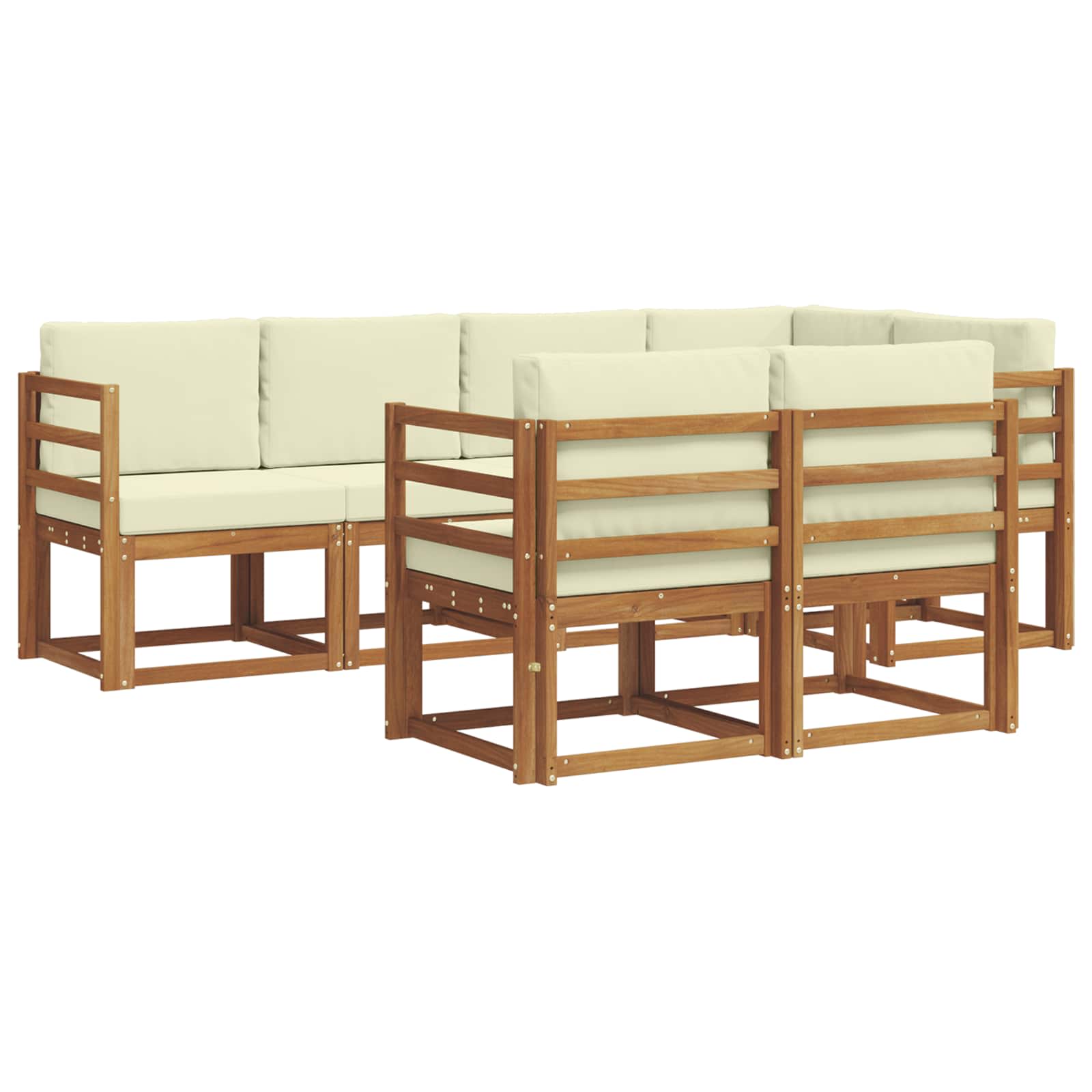 Outdoor-Sofagarnitur 7 stk. Natur und Creme