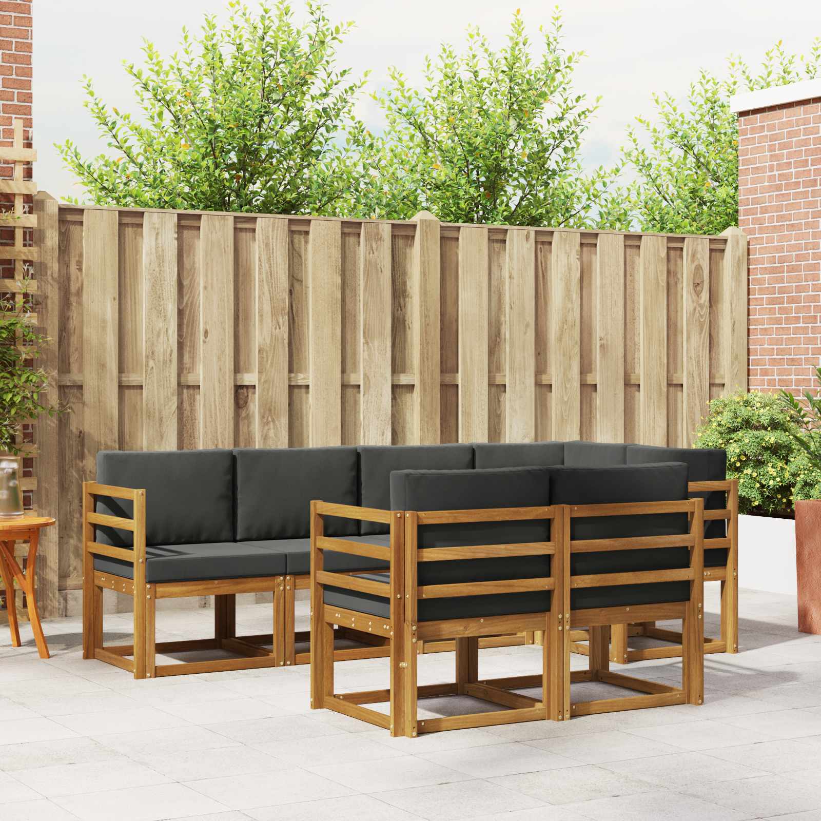 Outdoor-Sofagarnitur 7 stk. Natur und Anthrazit