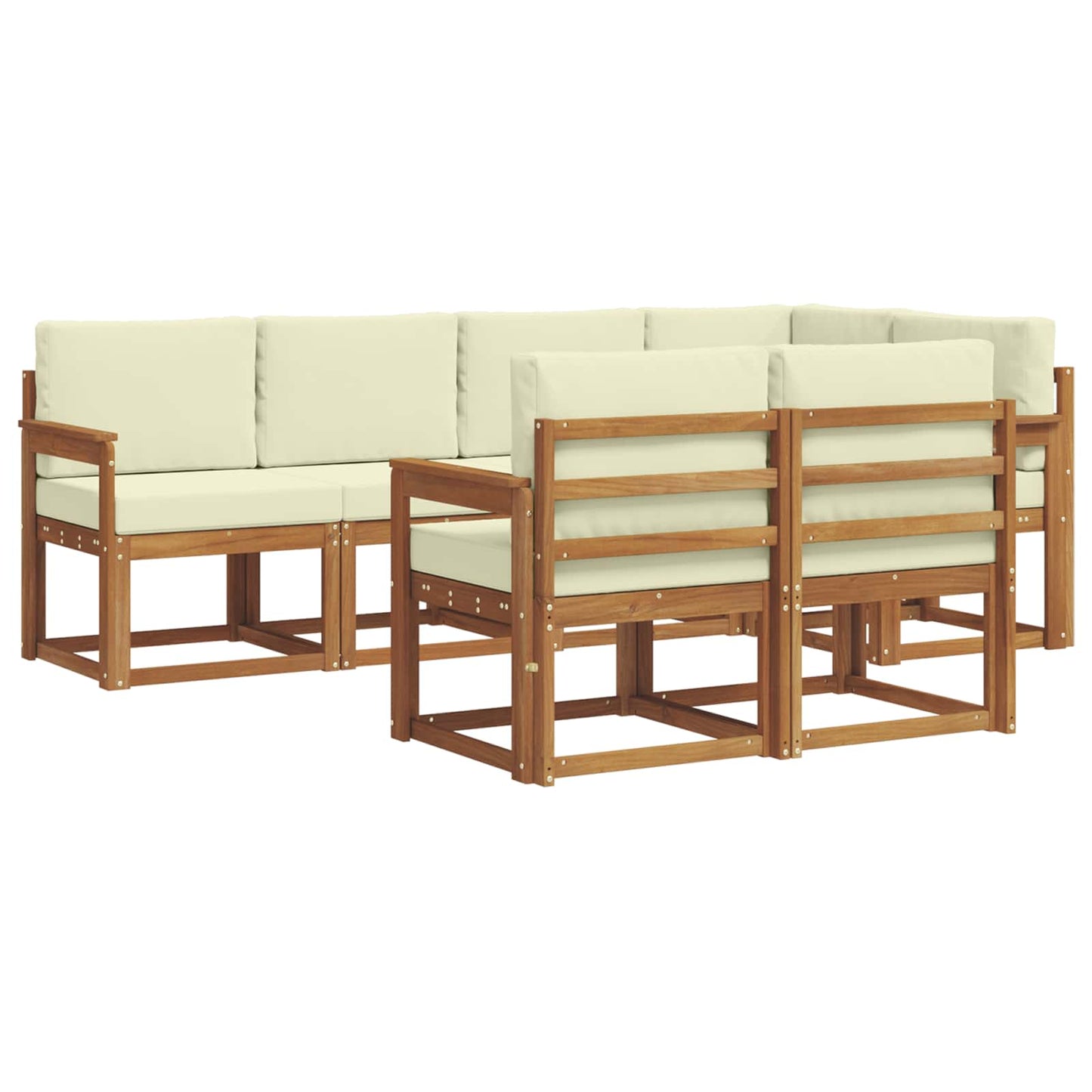 Outdoor-Sofagarnitur 7 stk. Natur und Creme
