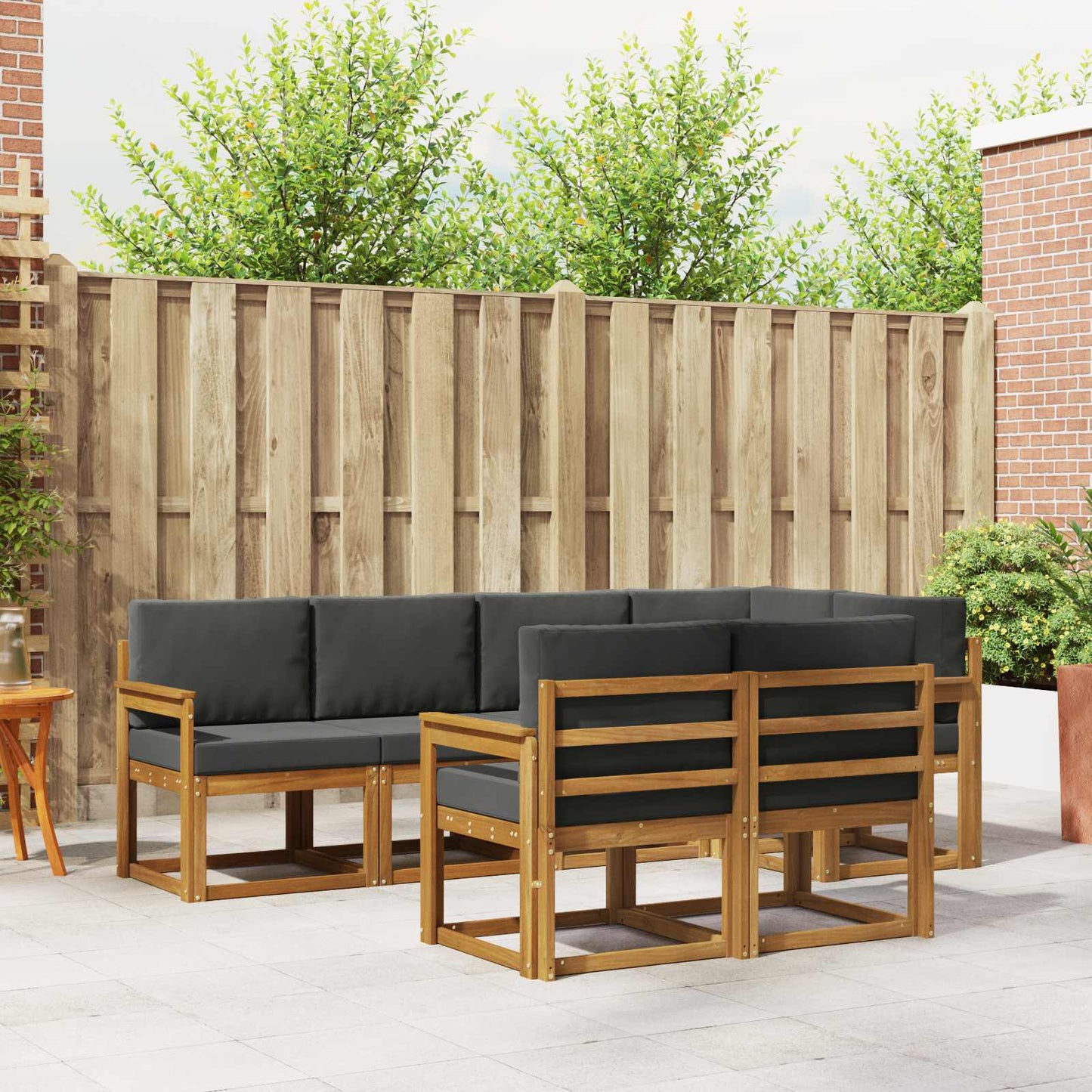 Outdoor-Sofagarnitur 7 stk. Natur und Anthrazit