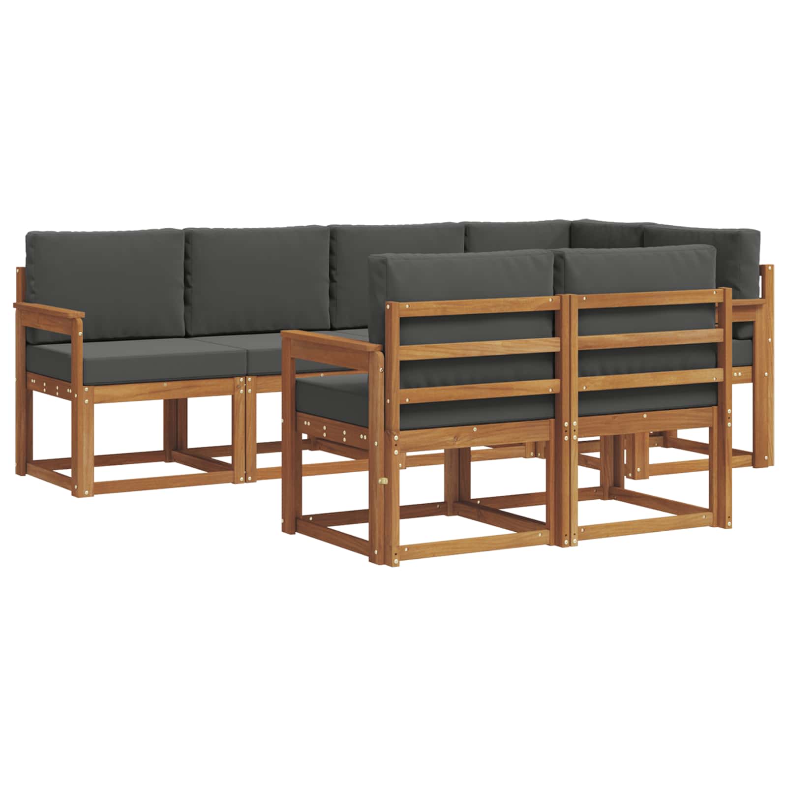 Outdoor-Sofagarnitur 7 stk. Natur und Anthrazit