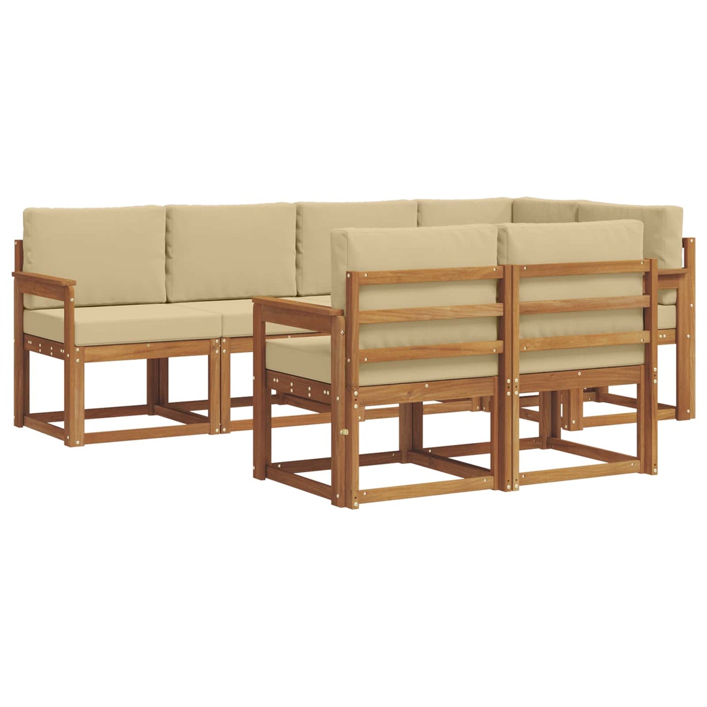 Outdoor-Sofagarnitur 7 stk. Natur und Beige