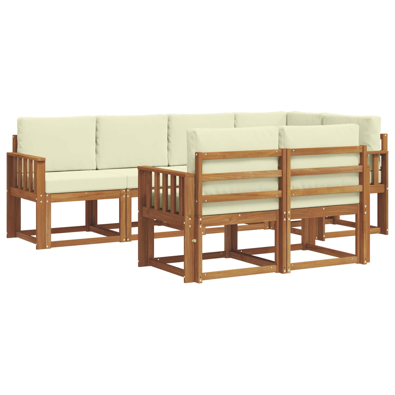 Outdoor-Sofagarnitur 7 stk. Natur und Creme
