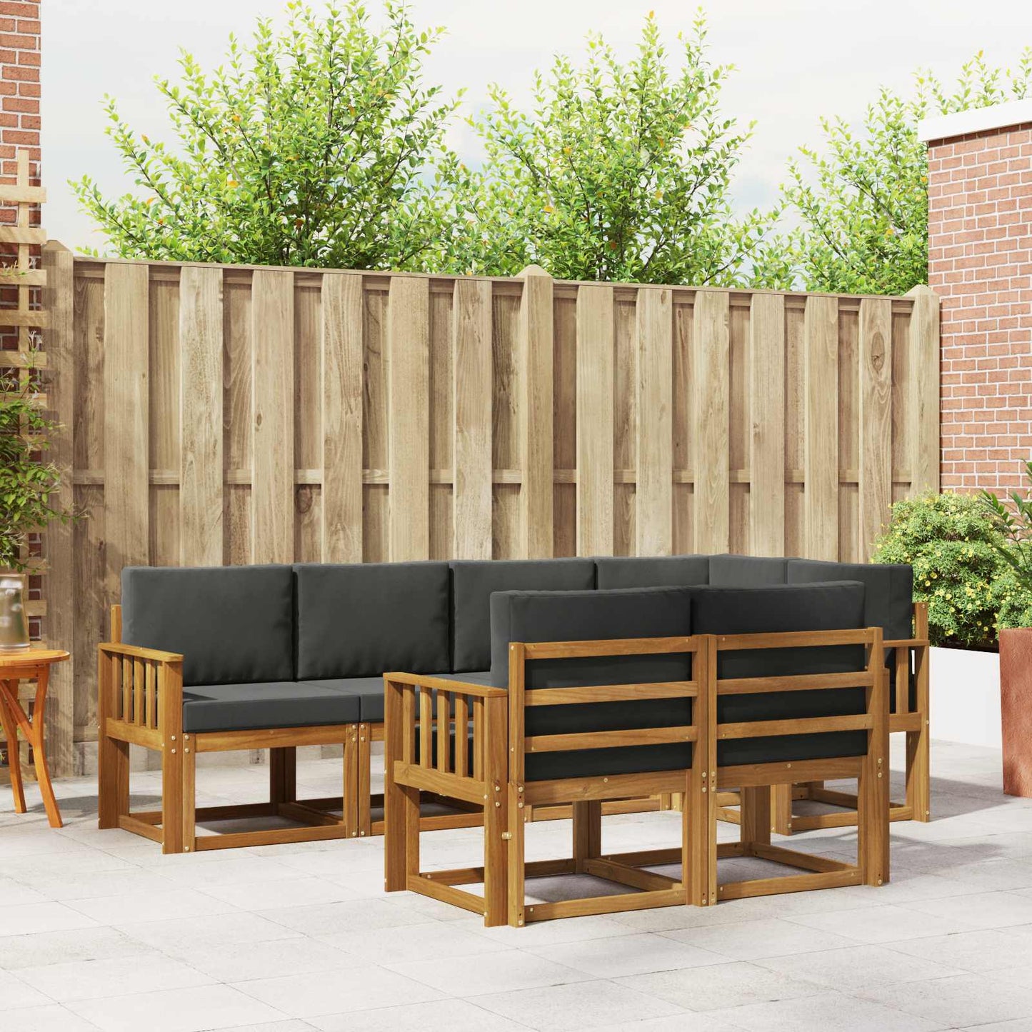 Outdoor-Sofagarnitur 7 stk. Natur und Anthrazit