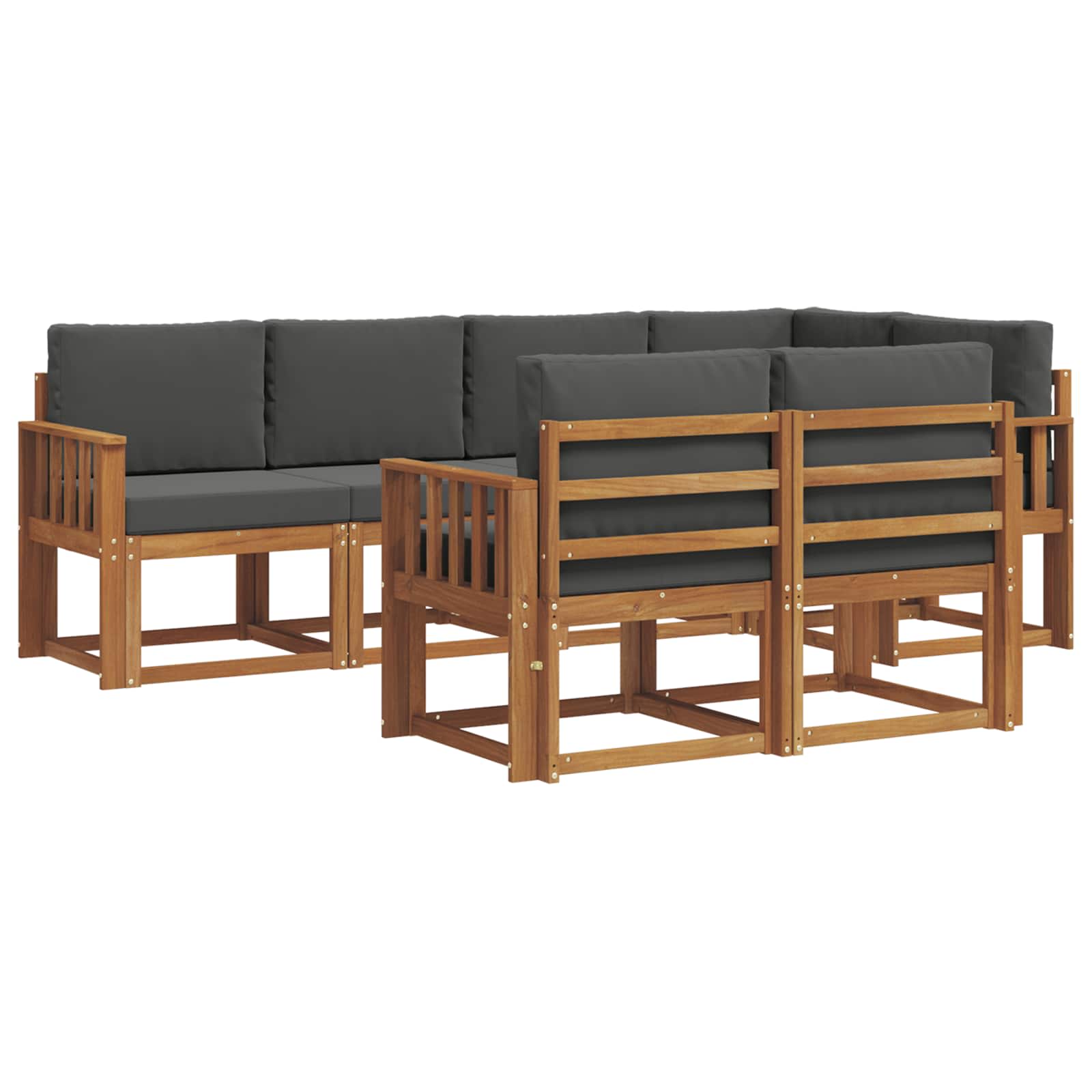 Outdoor-Sofagarnitur 7 stk. Natur und Anthrazit