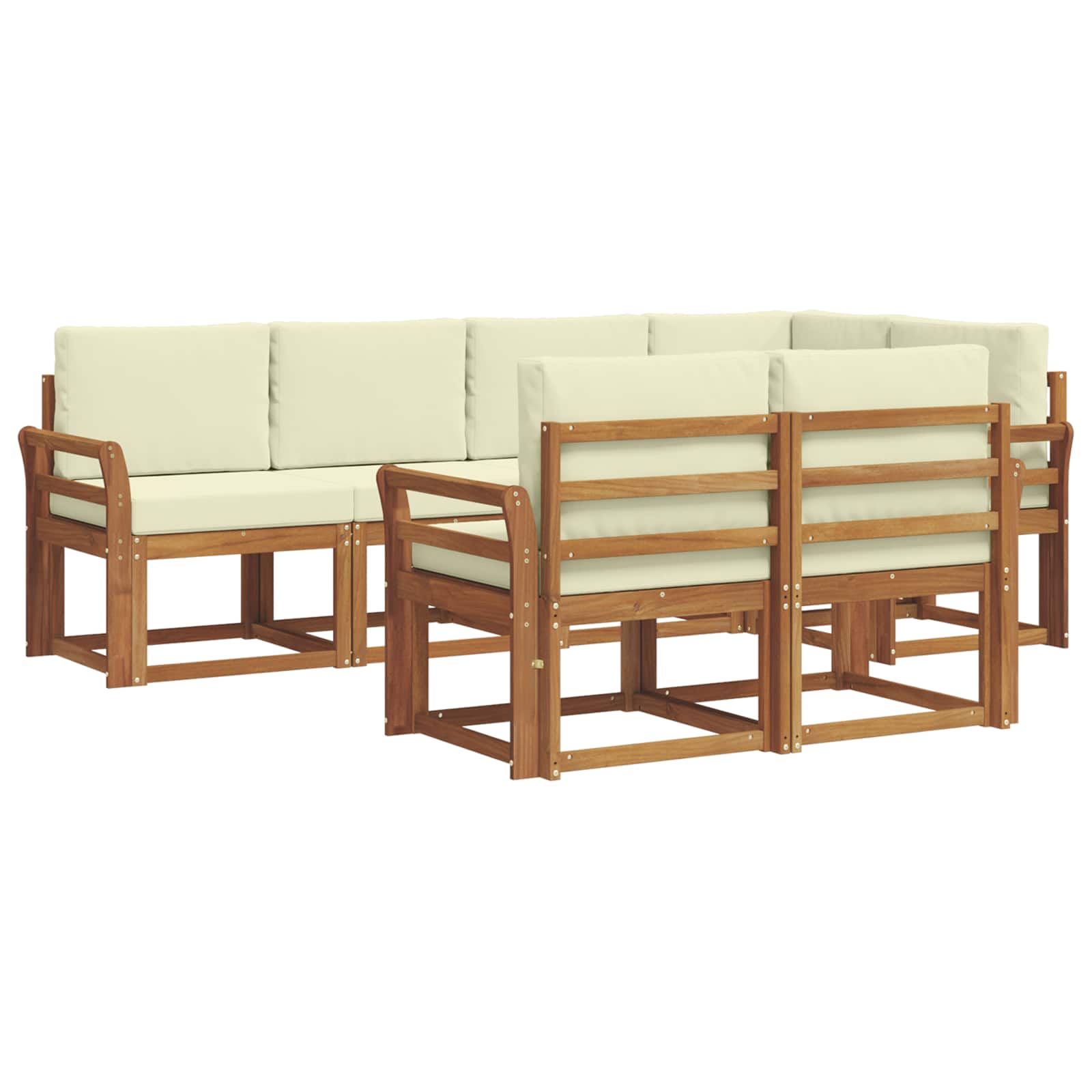 Outdoor-Sofagarnitur 7 stk. Natur und Creme