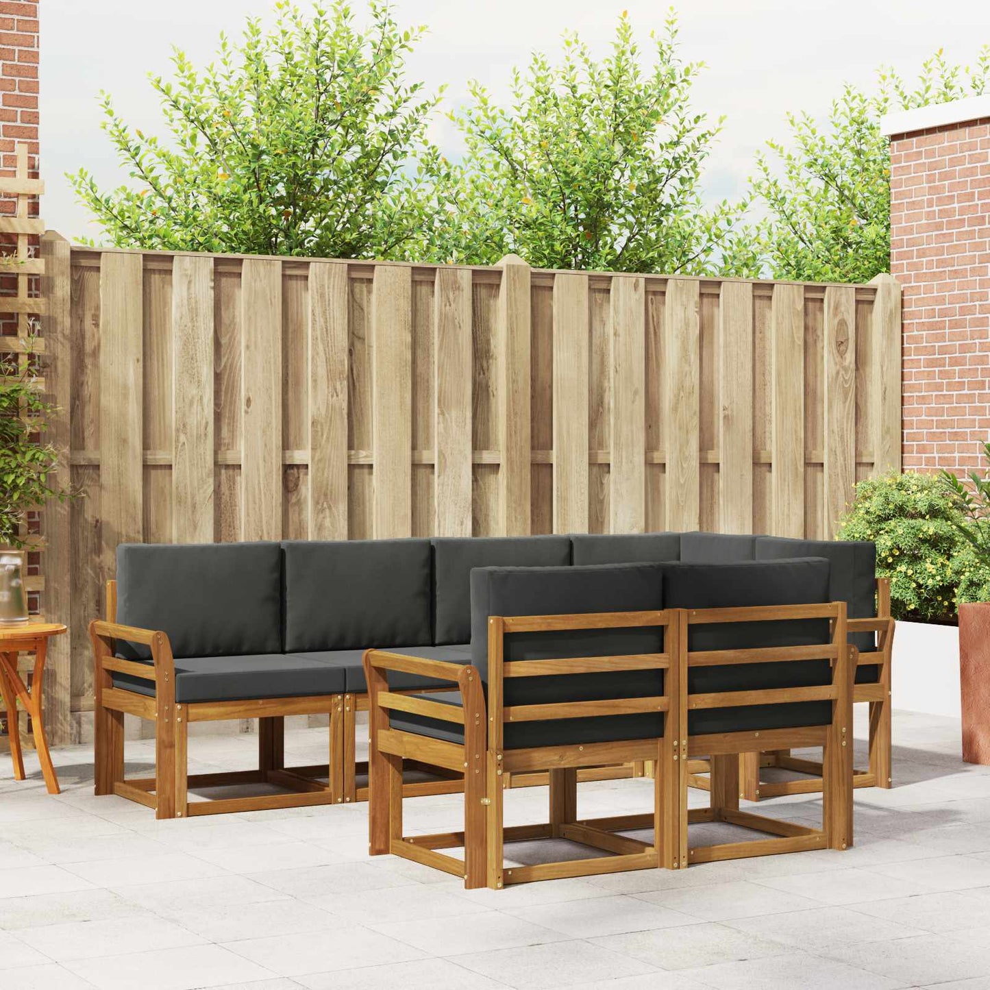 Outdoor-Sofagarnitur 7 stk. Natur und Anthrazit
