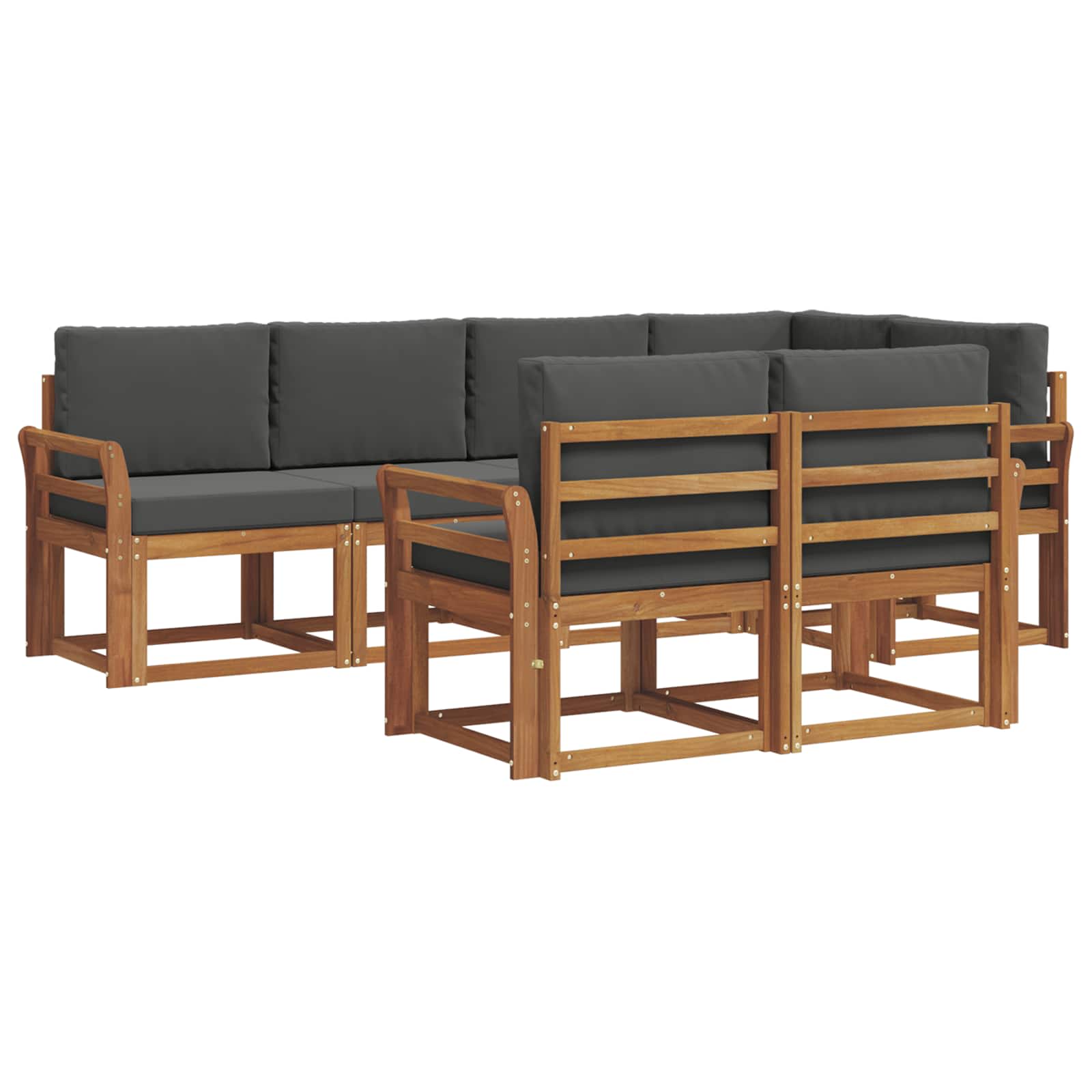 Outdoor-Sofagarnitur 7 stk. Natur und Anthrazit