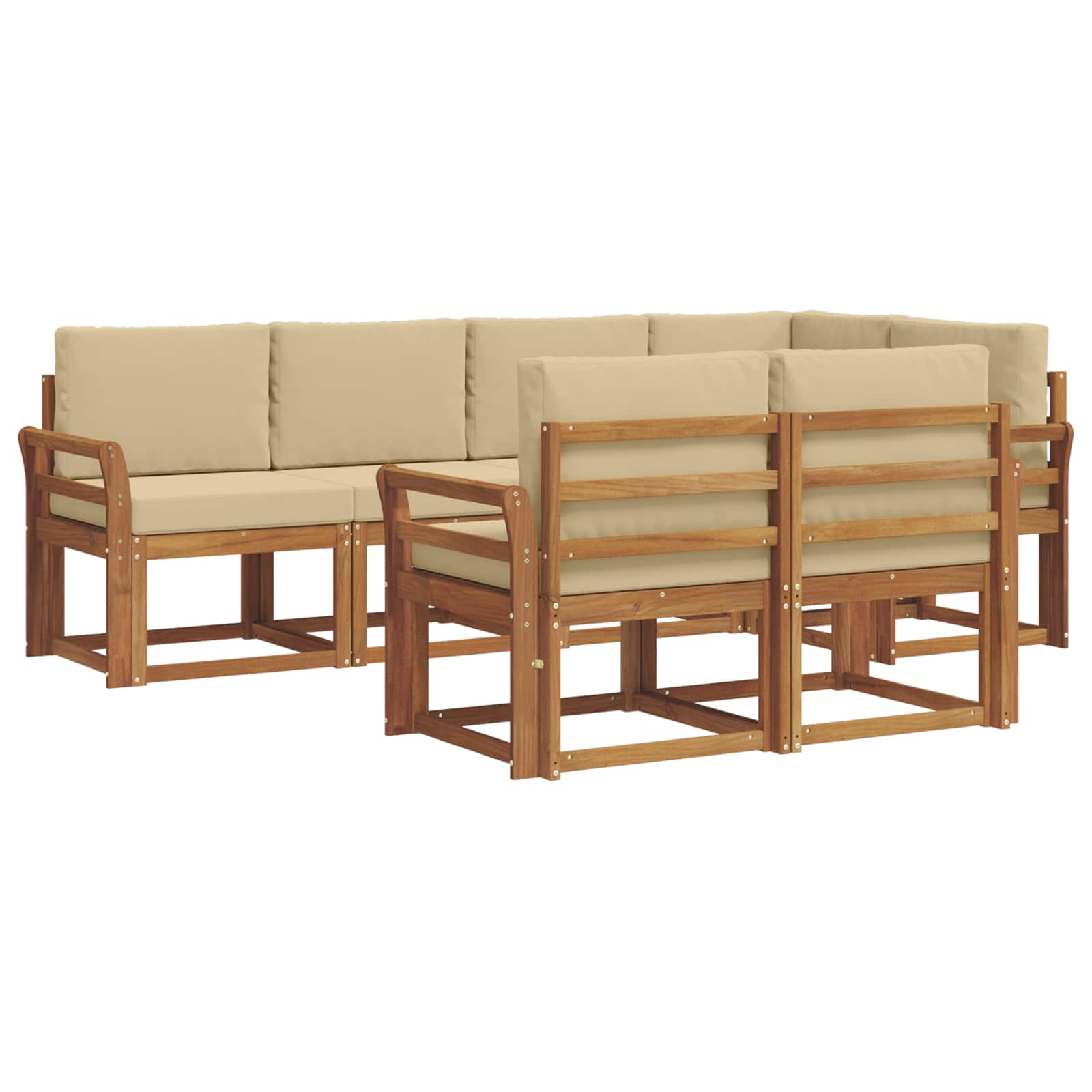Outdoor-Sofagarnitur 7 stk. Natur und Beige