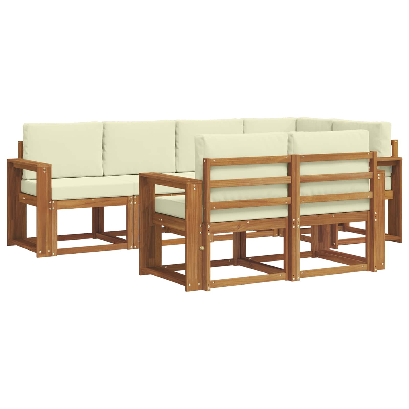 Outdoor-Sofagarnitur 7 stk. Natur und Creme