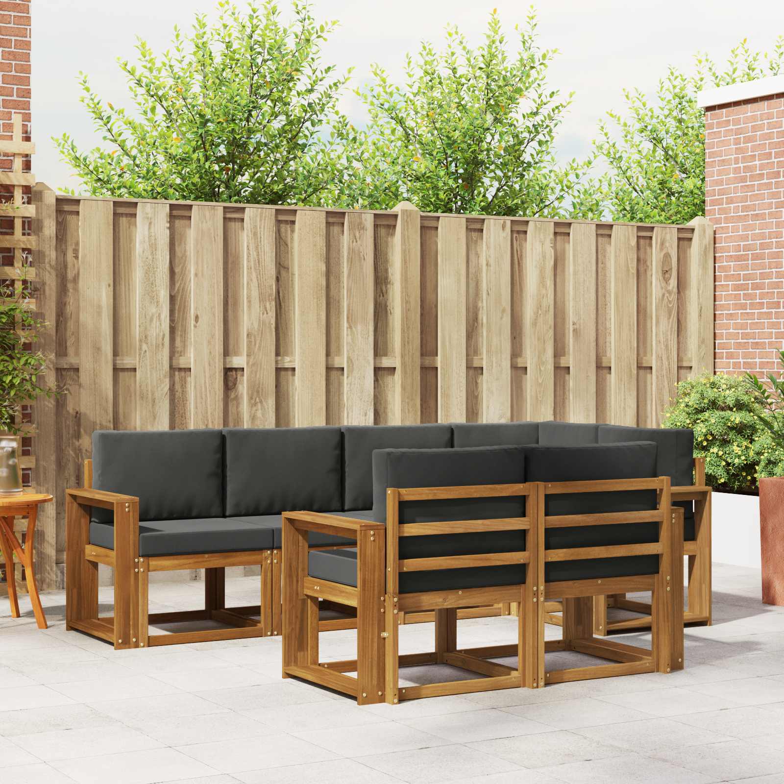 Outdoor-Sofagarnitur 7 stk. Natur und Anthrazit