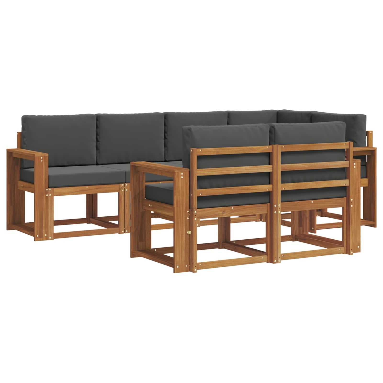 Outdoor-Sofagarnitur 7 stk. Natur und Anthrazit