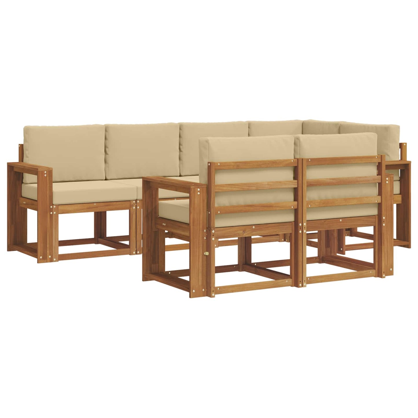 Outdoor-Sofagarnitur 7 stk. Natur und Beige