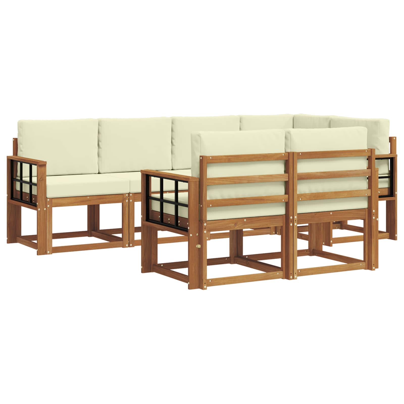 Outdoor-Sofagarnitur 7 stk. Natur und Creme