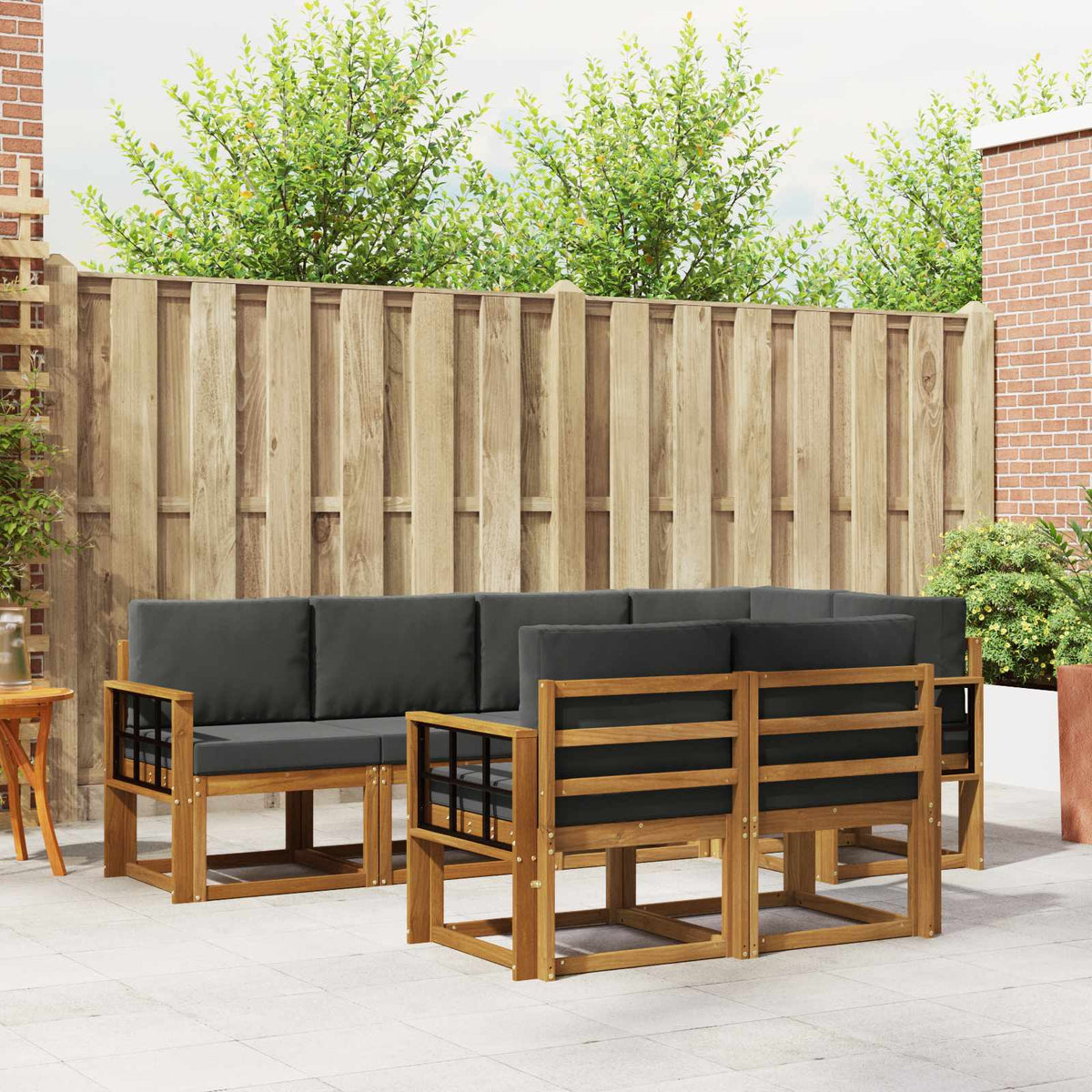 Outdoor-Sofagarnitur 7 stk. Natur und Anthrazit