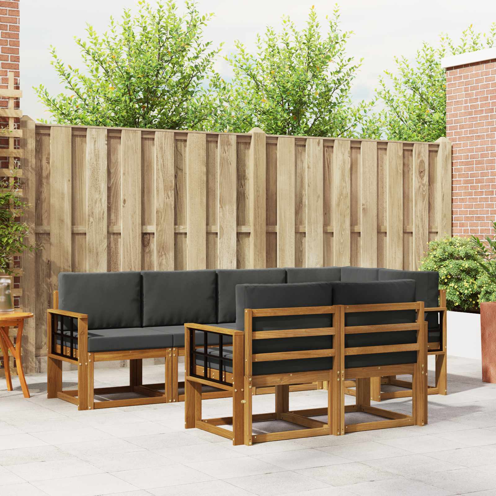 Outdoor-Sofagarnitur 7 stk. Natur und Anthrazit