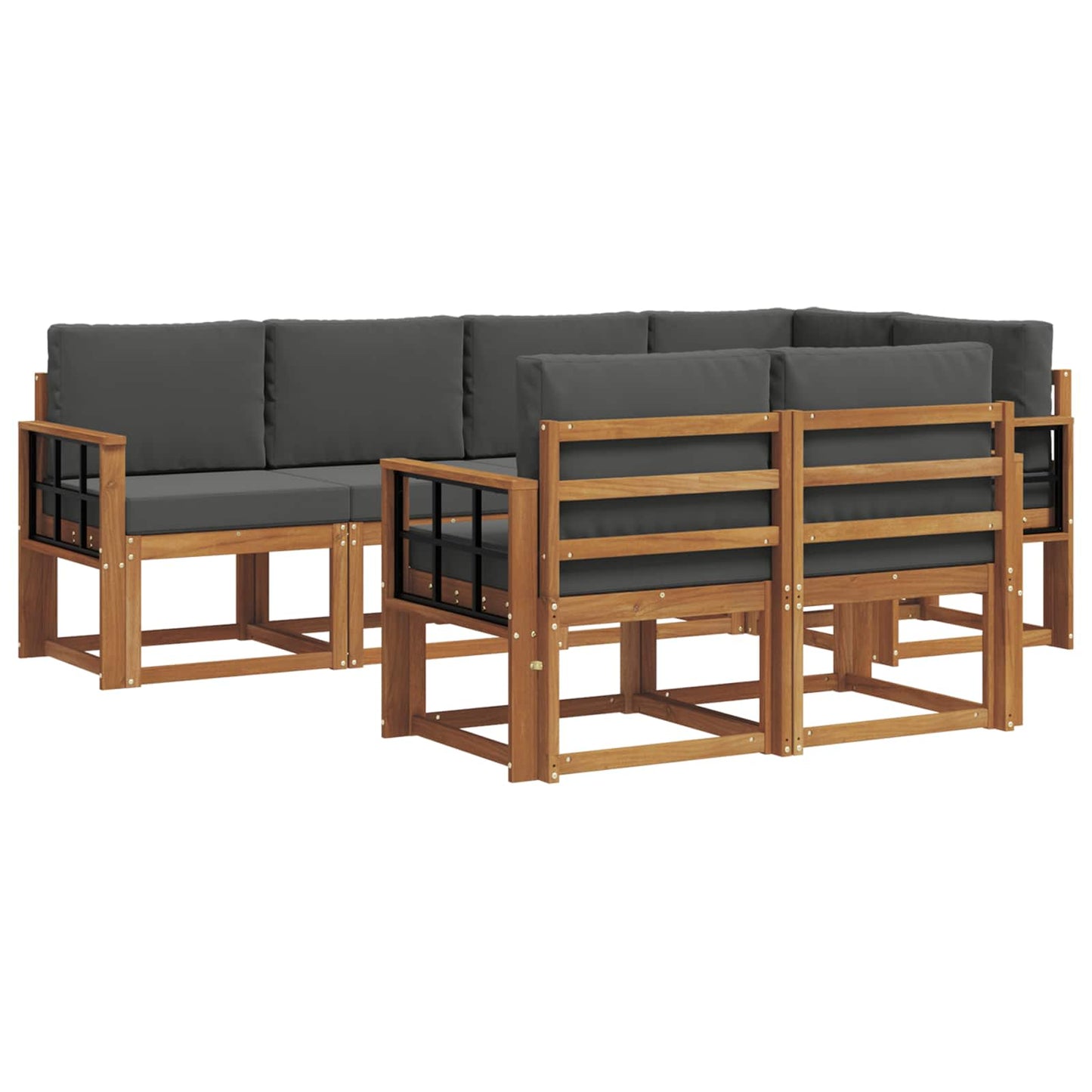 Outdoor-Sofagarnitur 7 stk. Natur und Anthrazit