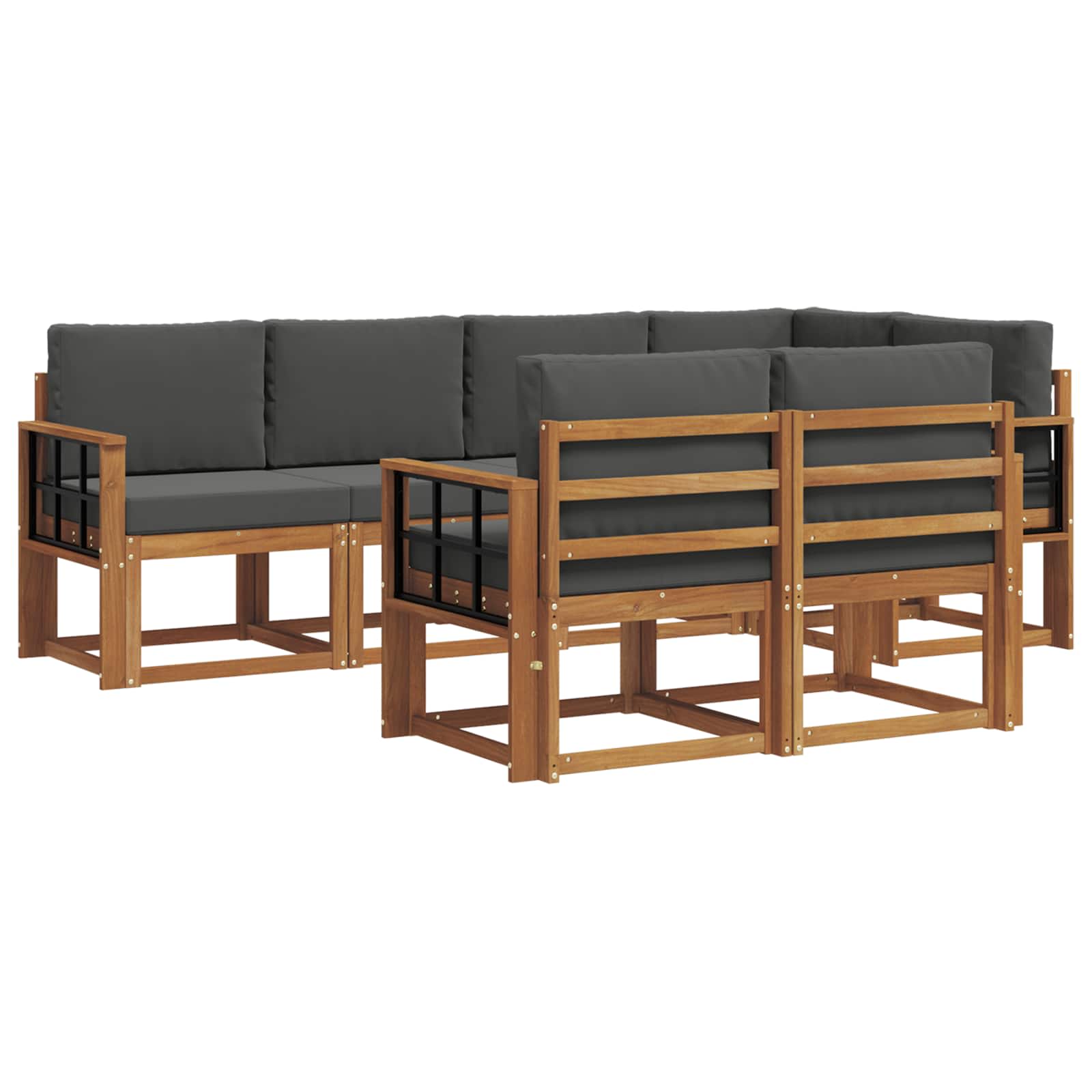 Outdoor-Sofagarnitur 7 stk. Natur und Anthrazit