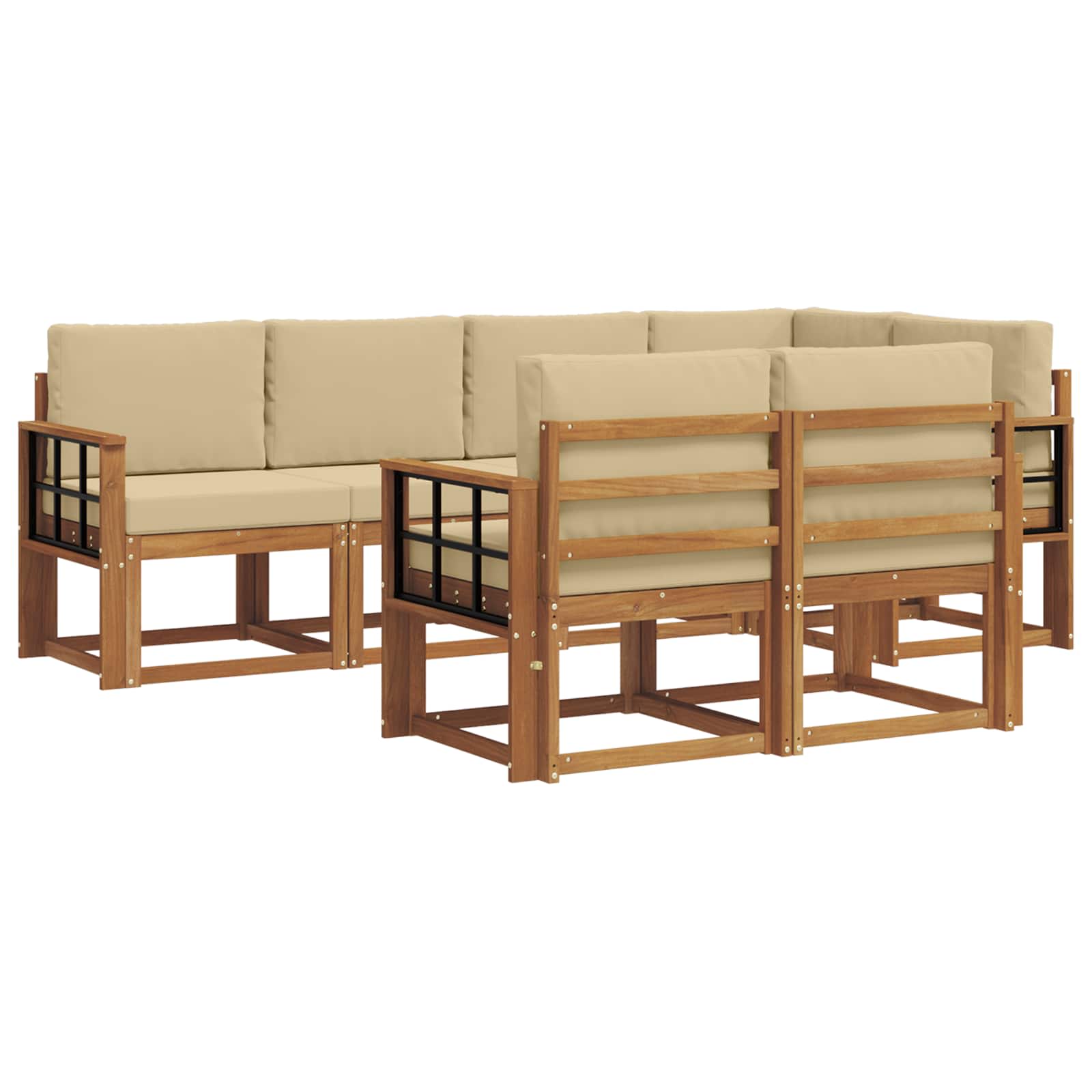Outdoor-Sofagarnitur 7 stk. Natur und Beige