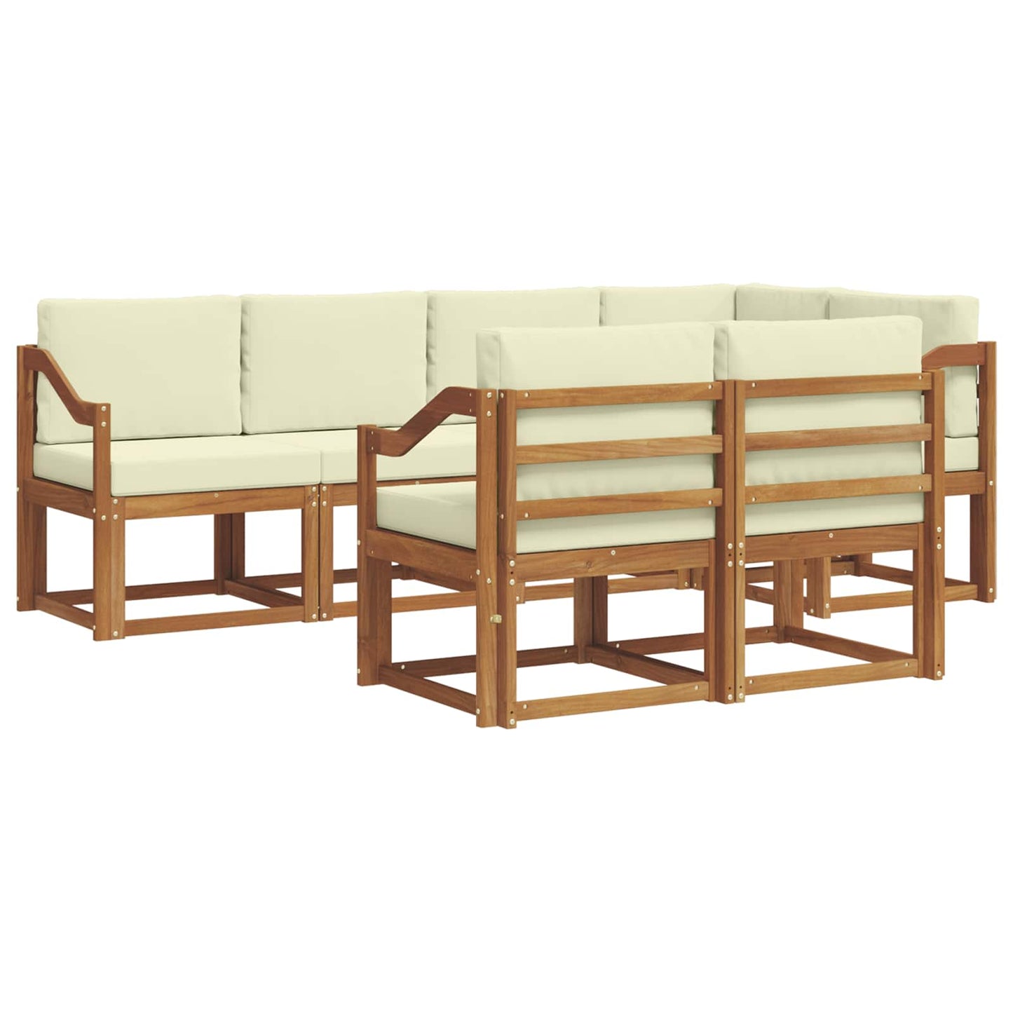Outdoor-Sofagarnitur 7 stk. Natur und Creme