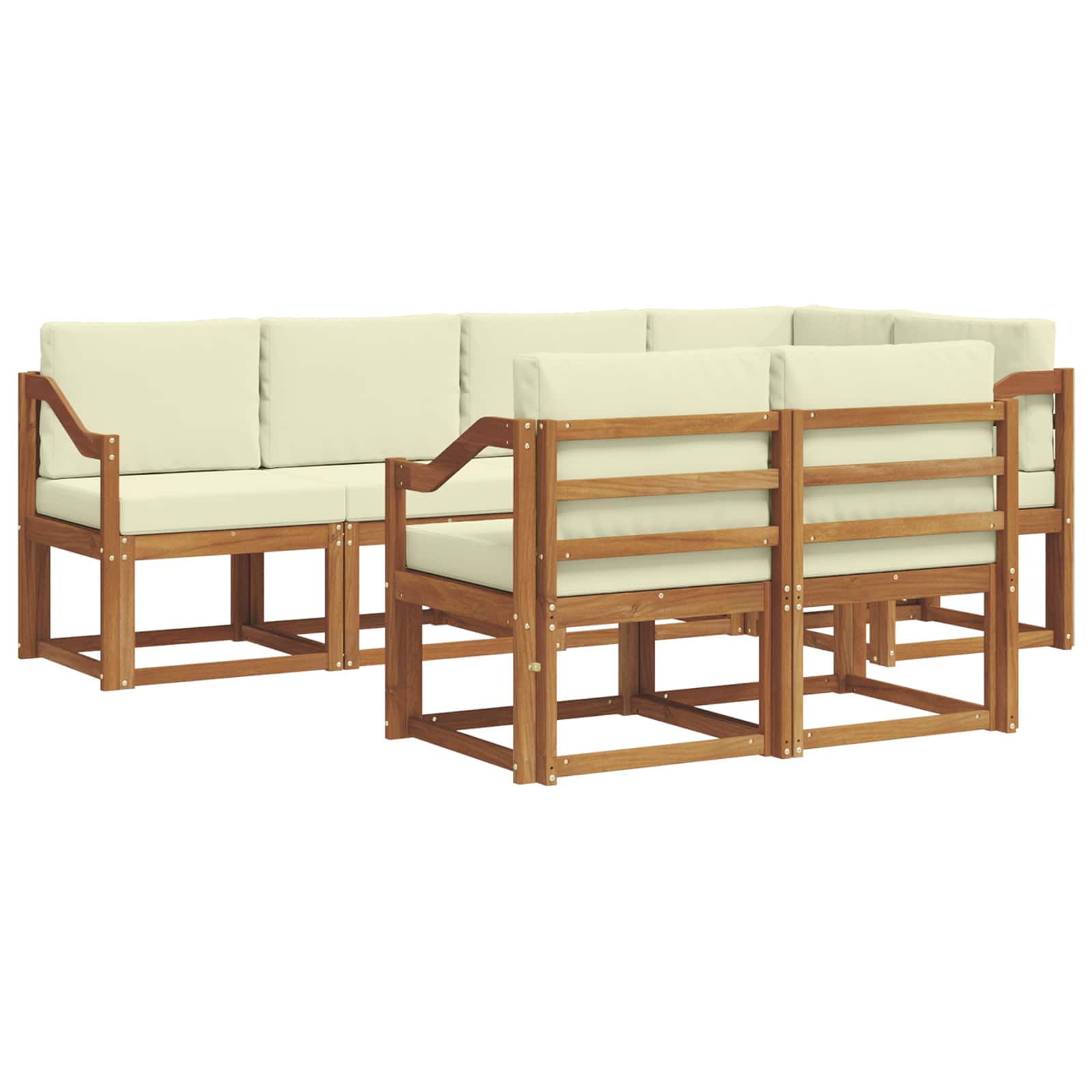 Outdoor-Sofagarnitur 7 stk. Natur und Creme