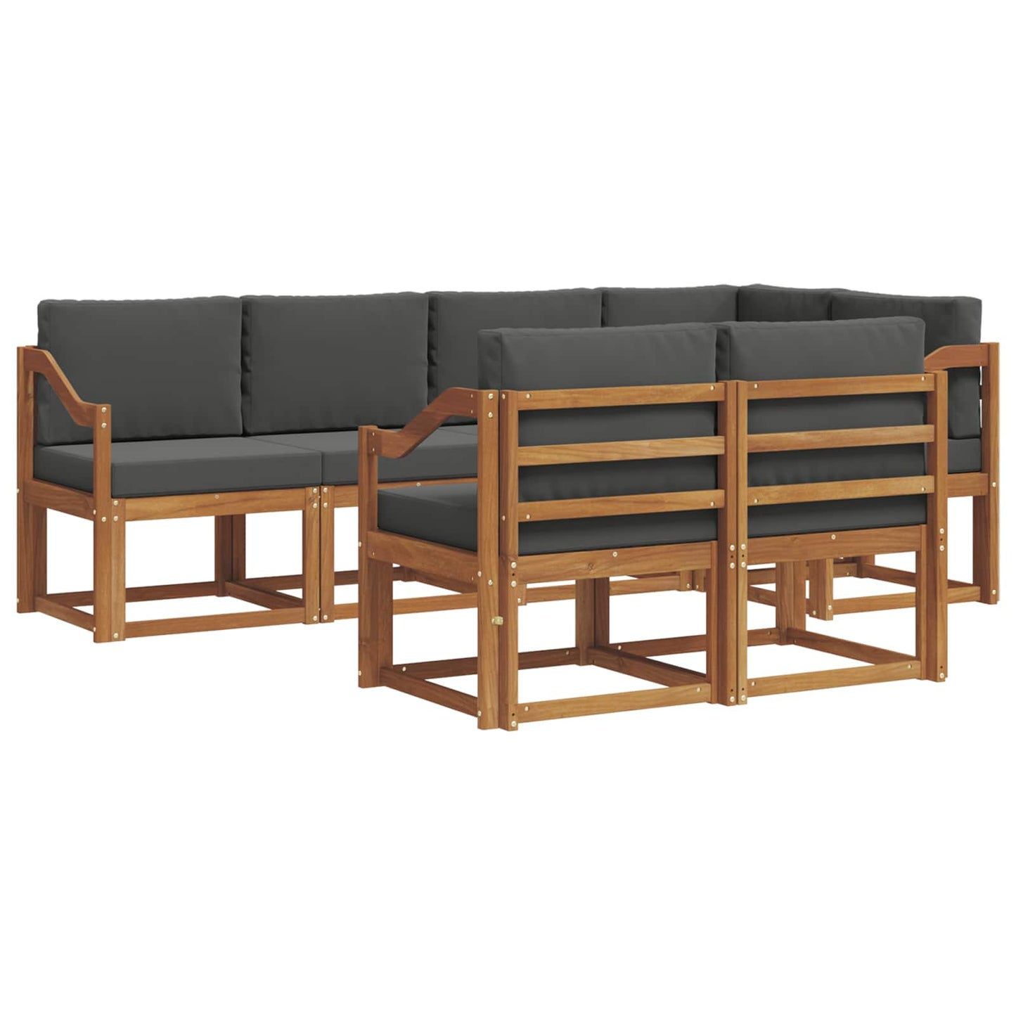 Outdoor-Sofagarnitur 7 stk. Natur und Anthrazit