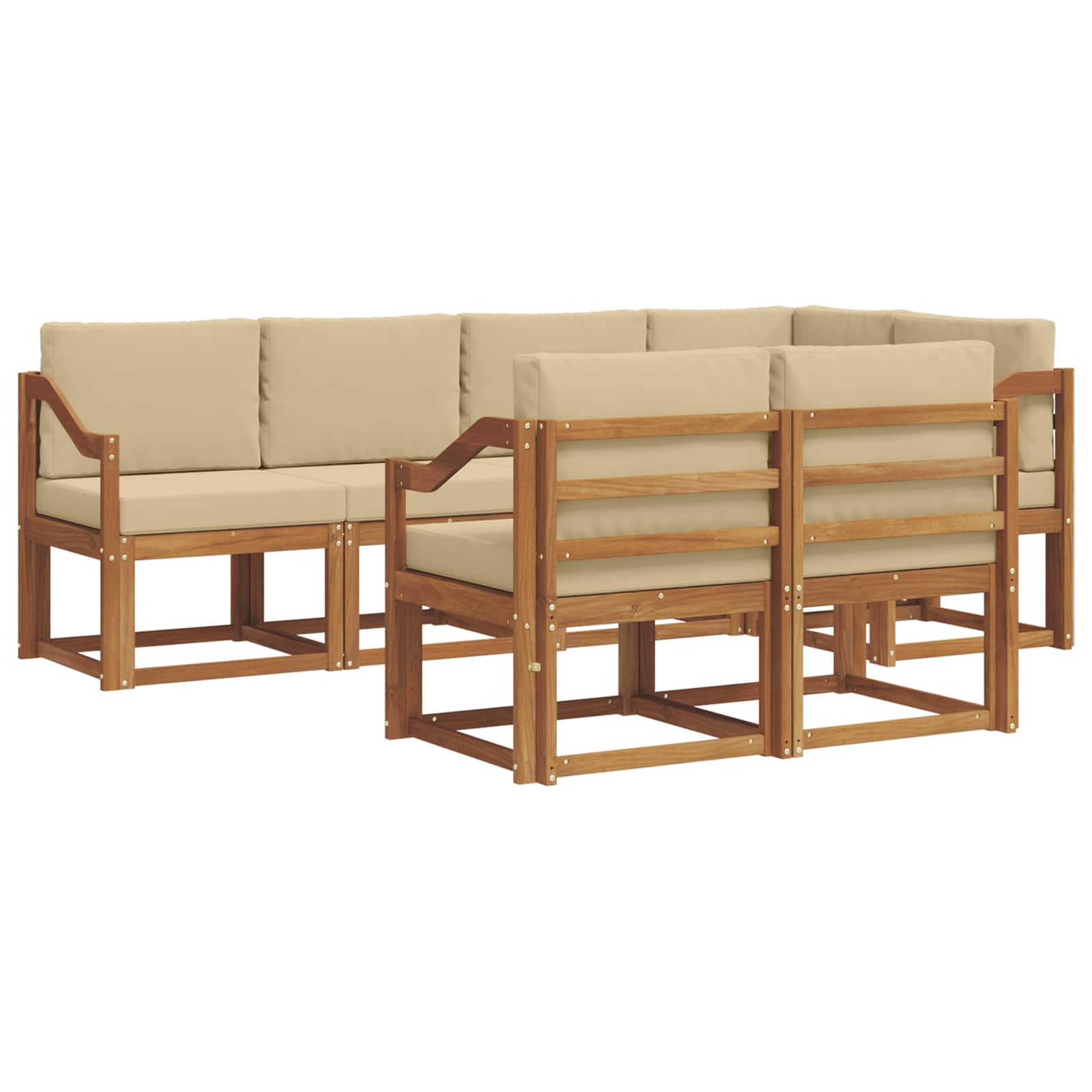 Outdoor-Sofagarnitur 7 stk. Natur und Beige