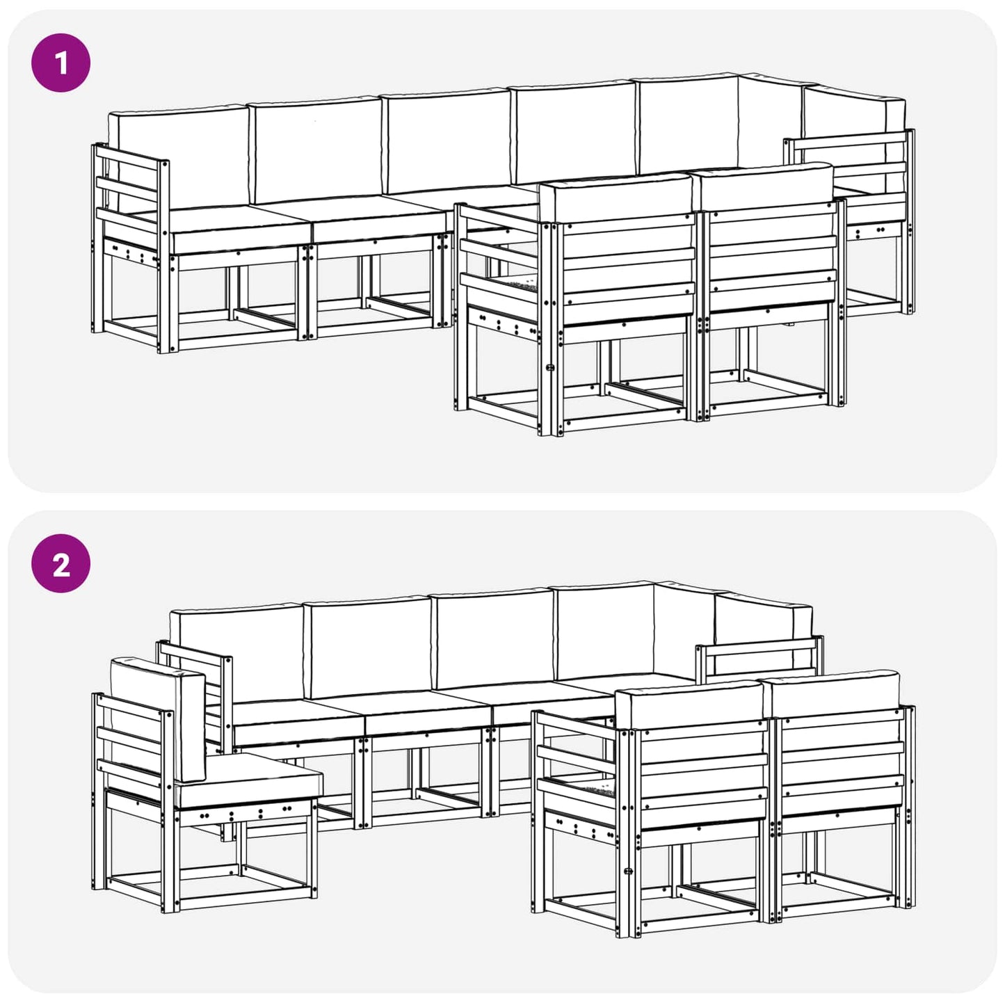 Outdoor-Sofagarnitur 8 stk. Natur und Creme