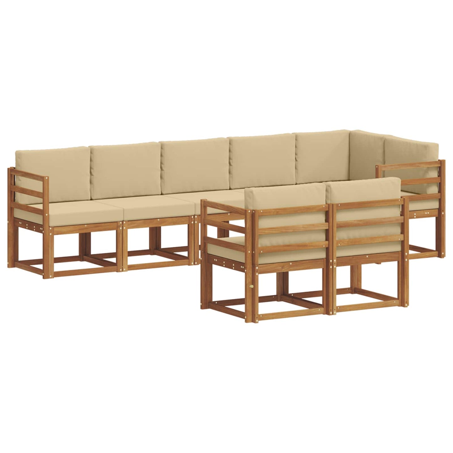 Outdoor-Sofagarnitur mit Kissen 8 pcs Natur und Beige