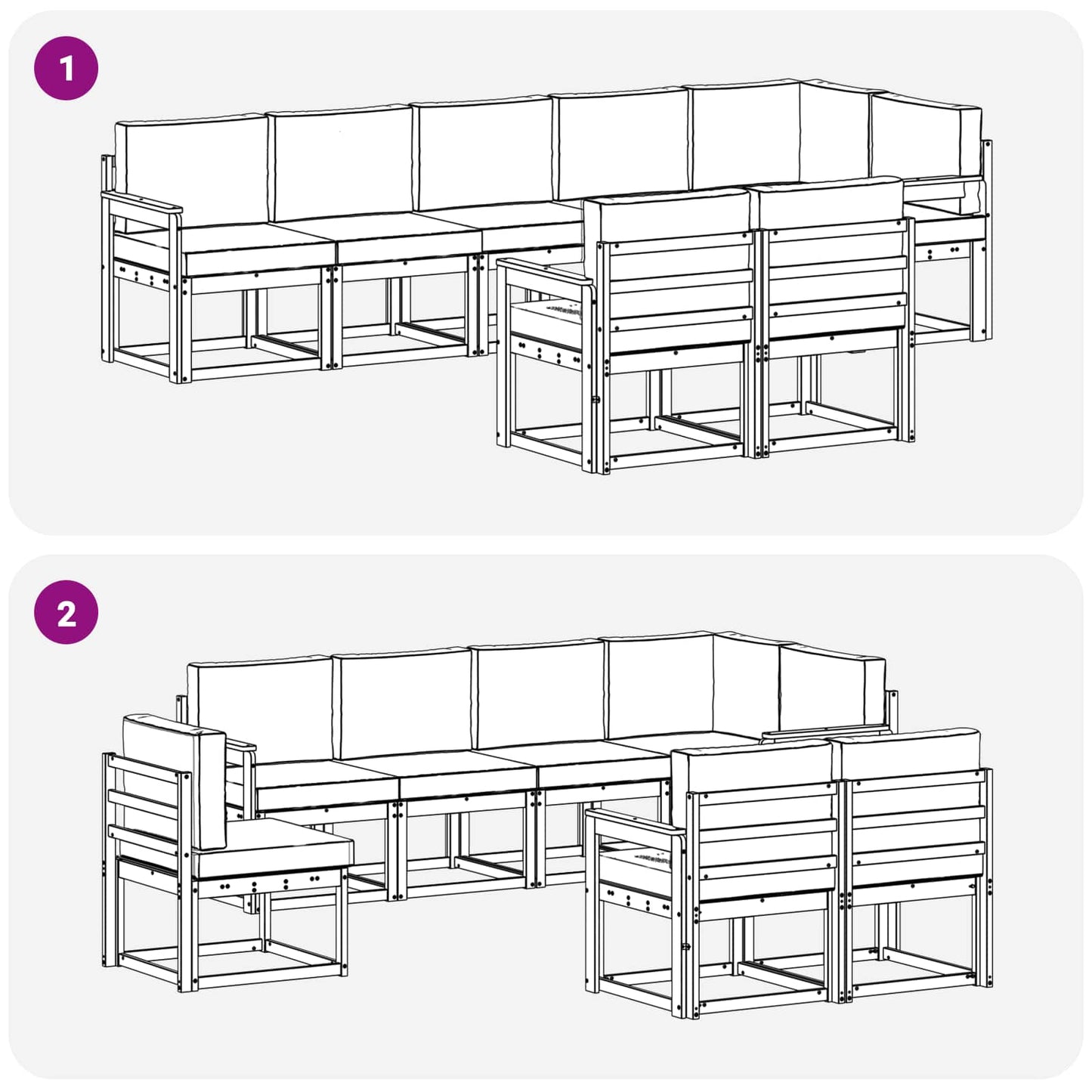 Outdoor-Sofagarnitur 8 stk. Natur und Creme