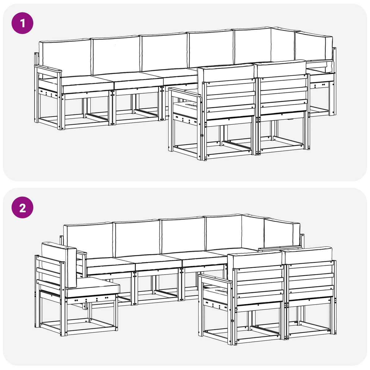 Outdoor-Sofagarnitur 8 stk. Natur und Creme