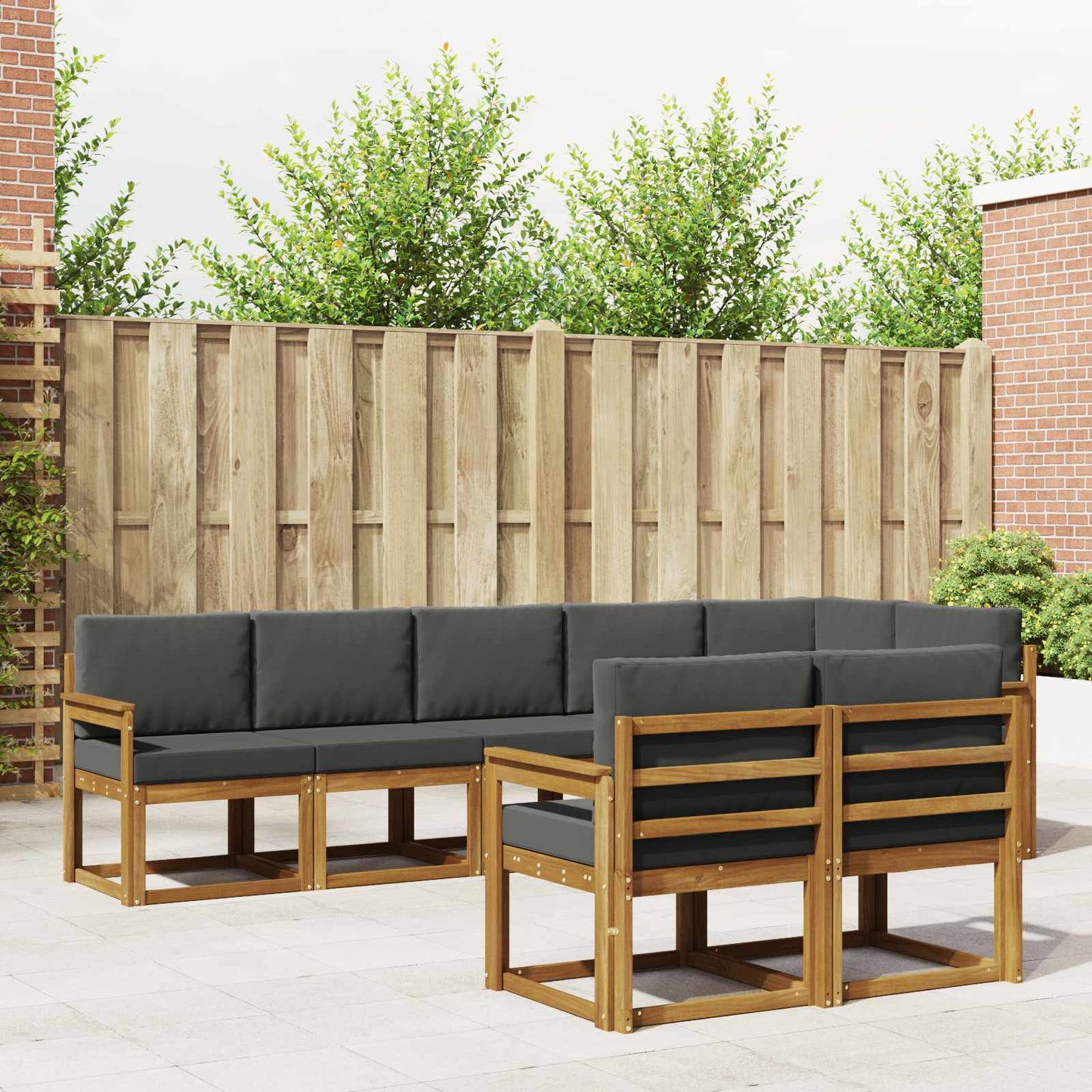 Outdoor-Sofagarnitur 8 stk. Natur und Anthrazit
