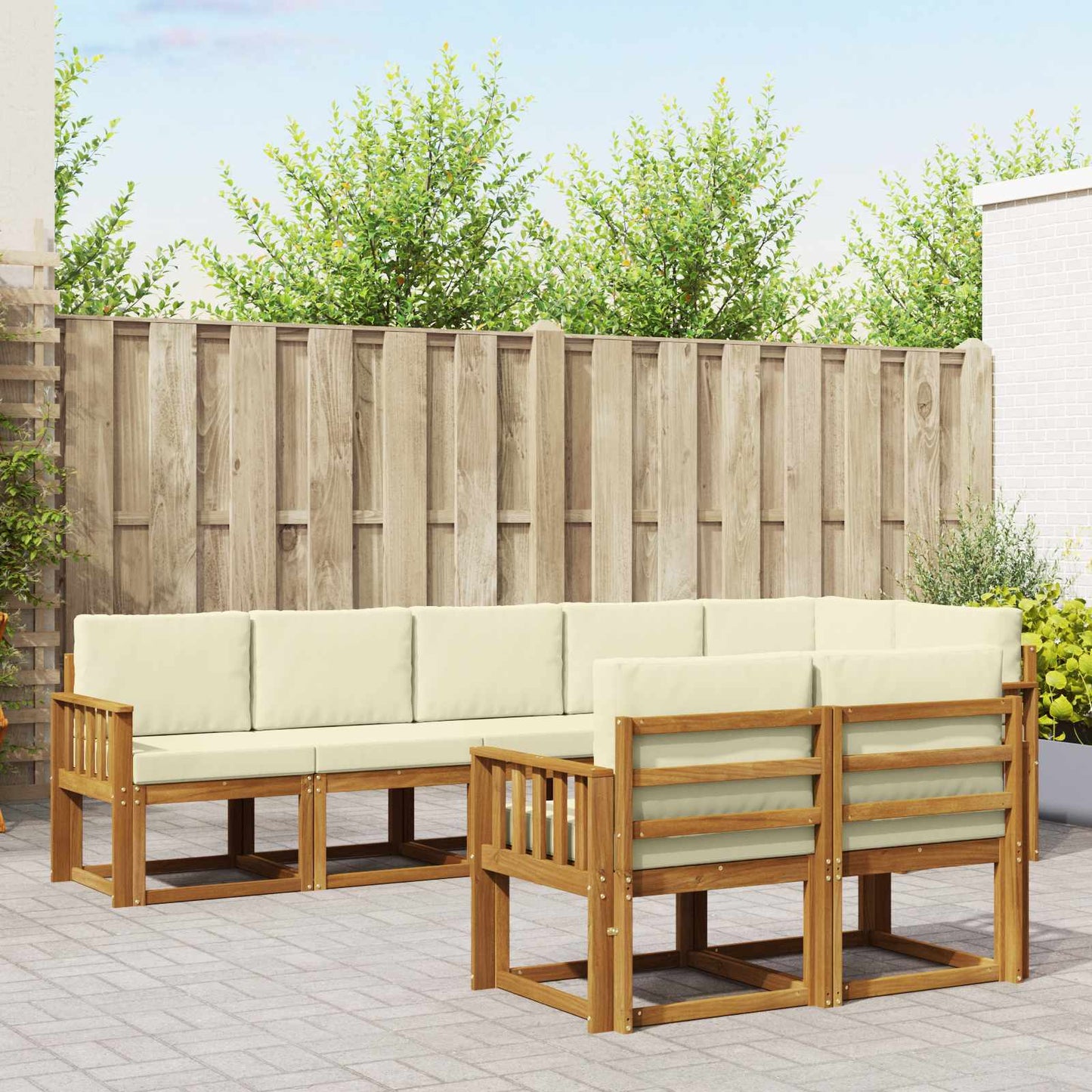 Outdoor-Sofagarnitur 8 stk. Natur und Creme