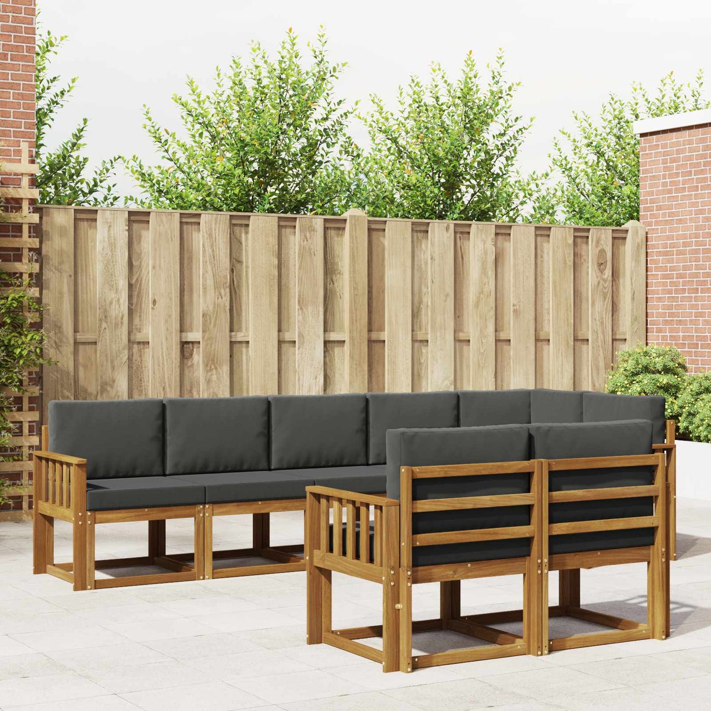 Outdoor-Sofagarnitur 8 stk. Natur und Anthrazit