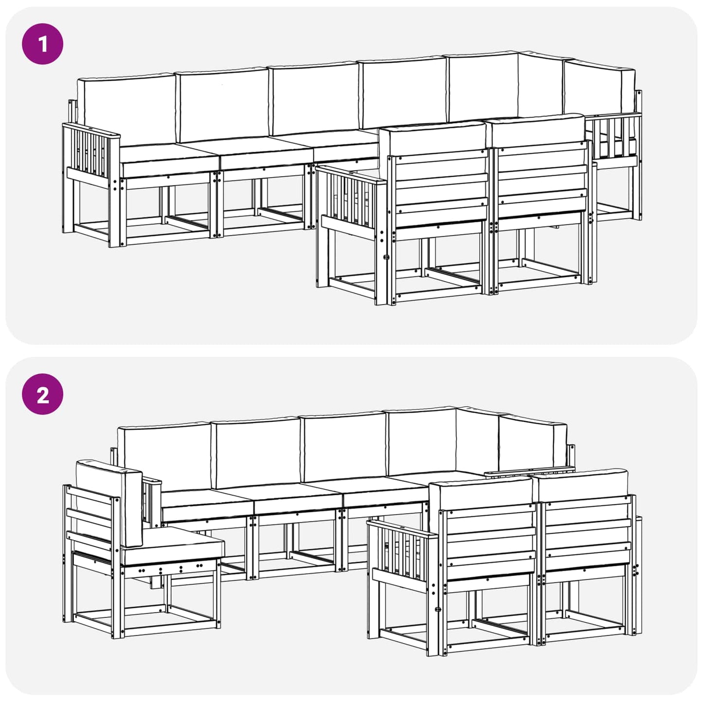 Outdoor-Sofagarnitur 8 stk. Natur und Anthrazit